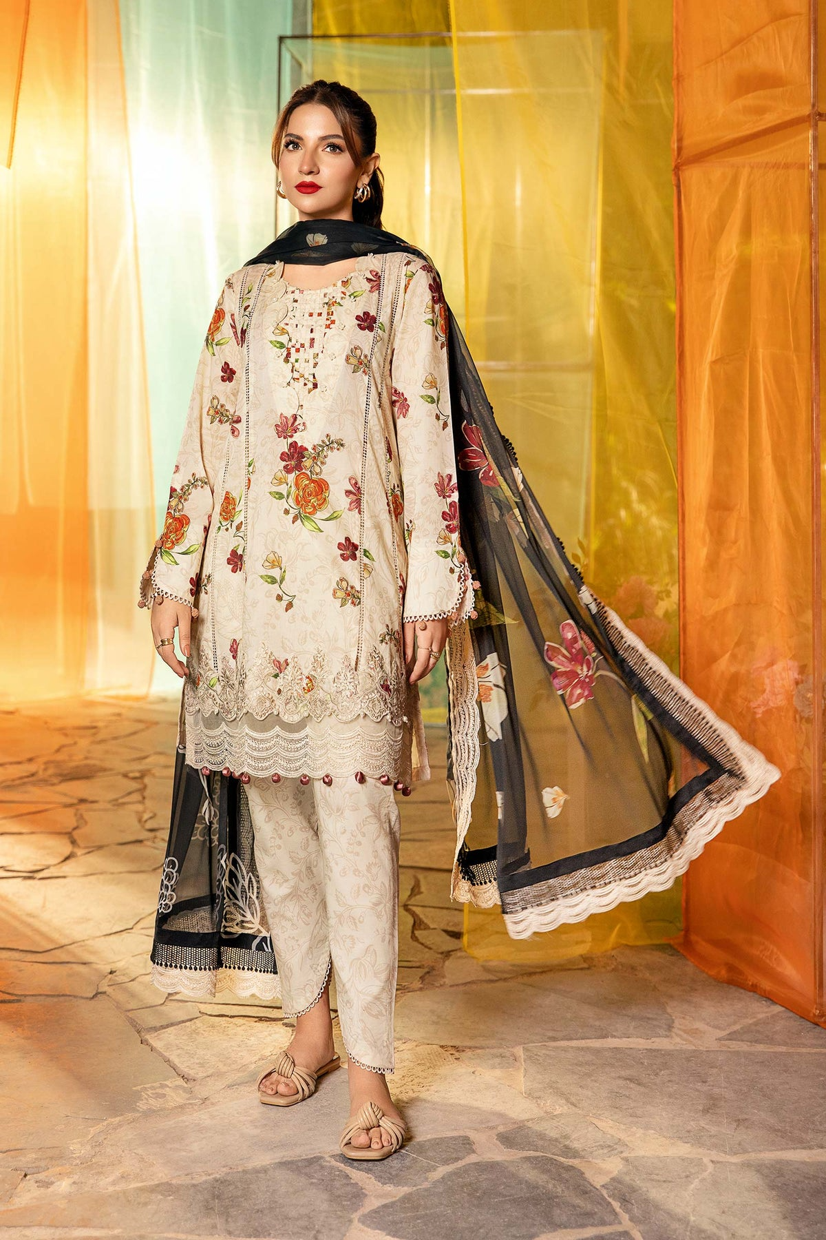 702-B | Printed Lawn By M.Basics