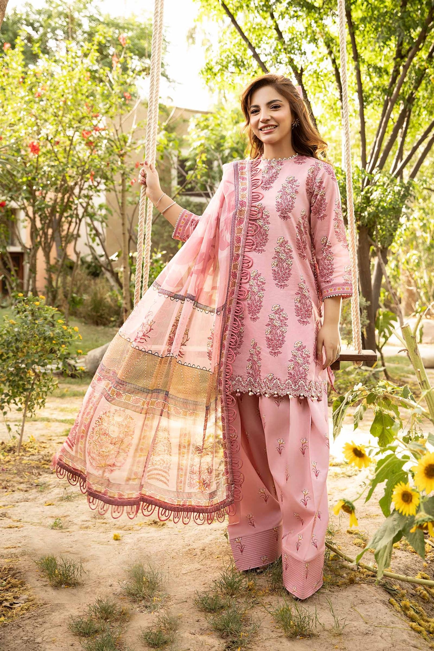 908-A | Unstitched Edit-II Lawn`25 By M.Basics