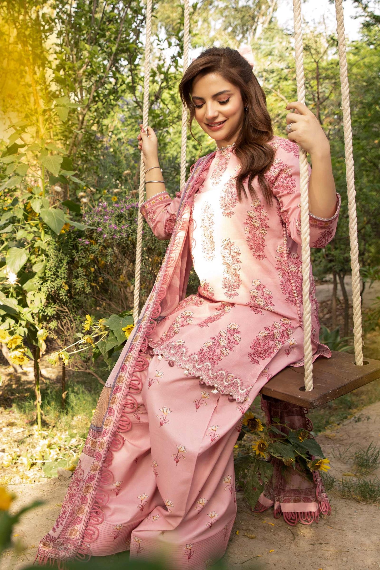 908-A | Unstitched Edit-II Lawn`25 By M.Basics