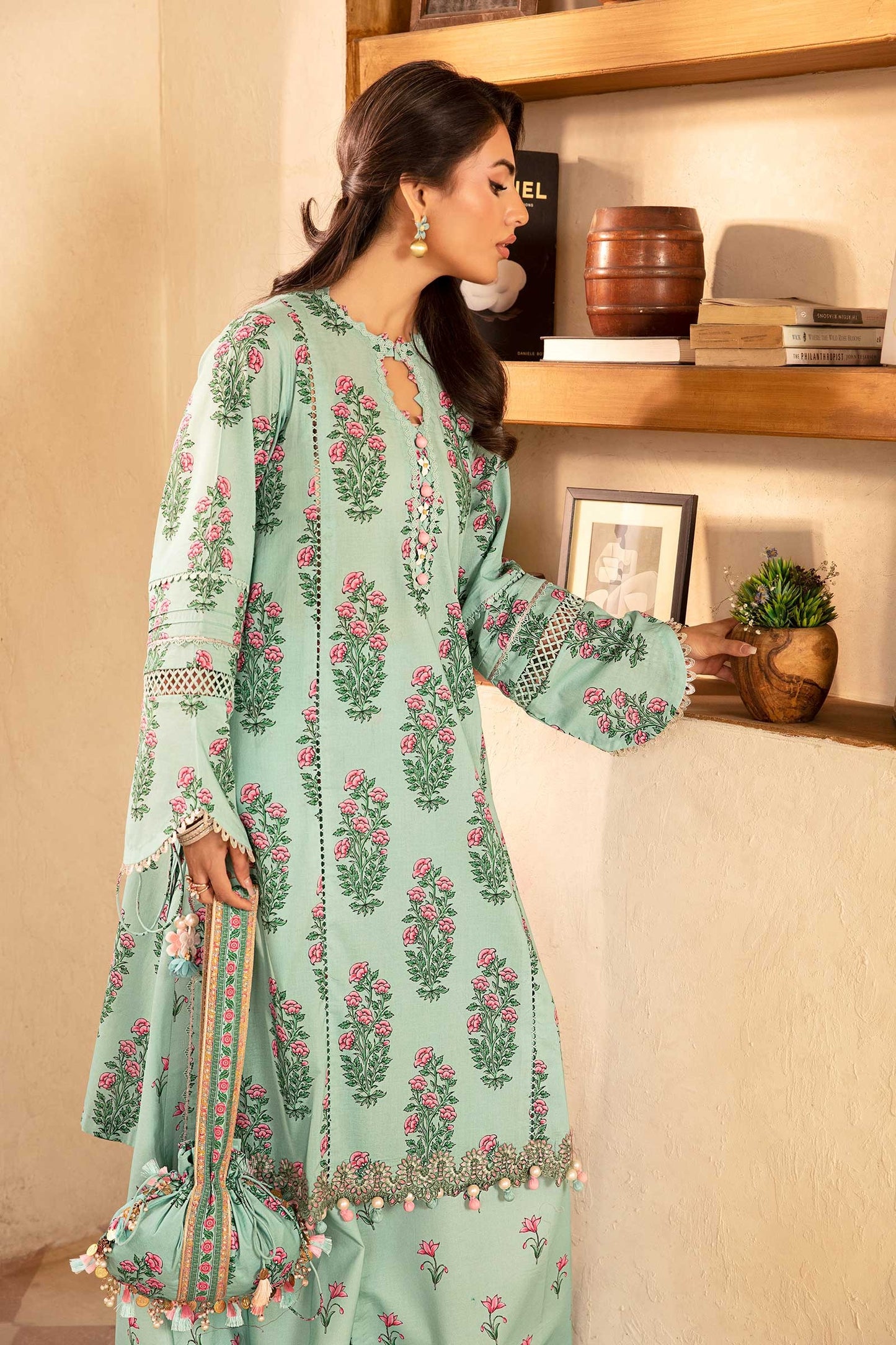 908-B | Unstitched Edit-II Lawn`25 By M.Basics