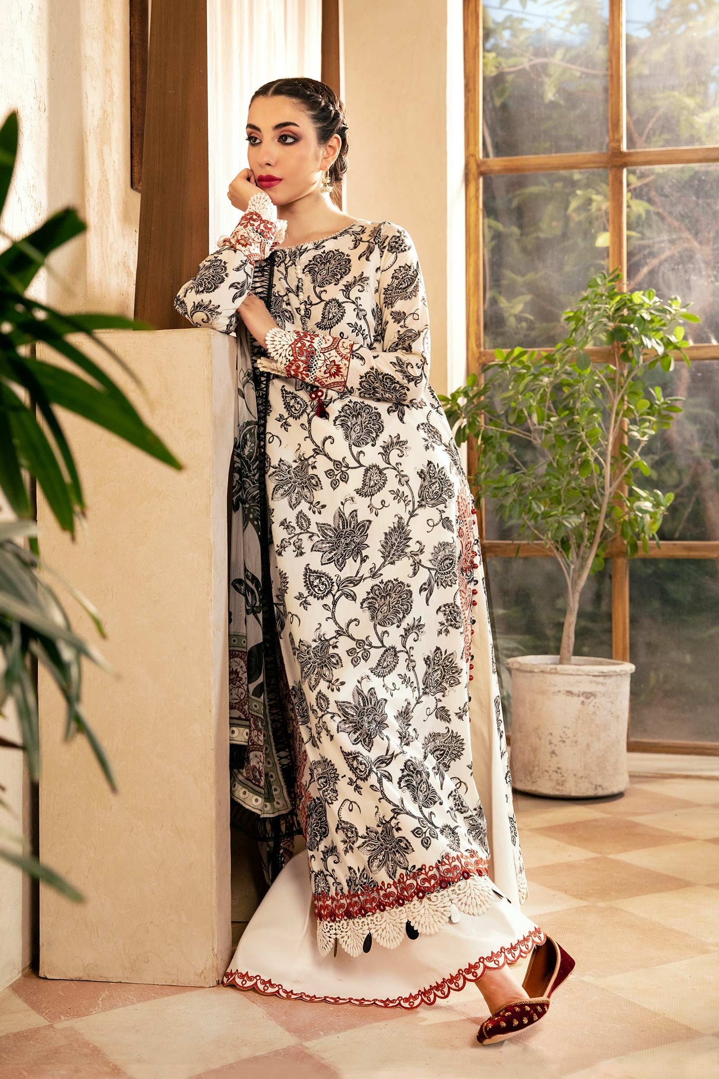 909-A | Unstitched Edit-II Lawn`25 By M.Basics