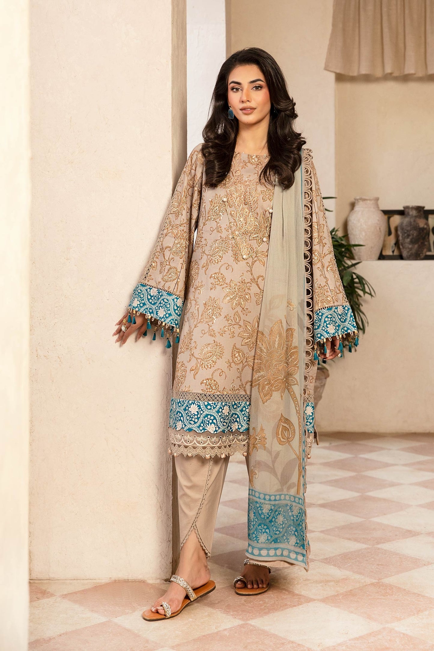 909-B | Unstitched Edit-II Lawn`25 By M.Basics