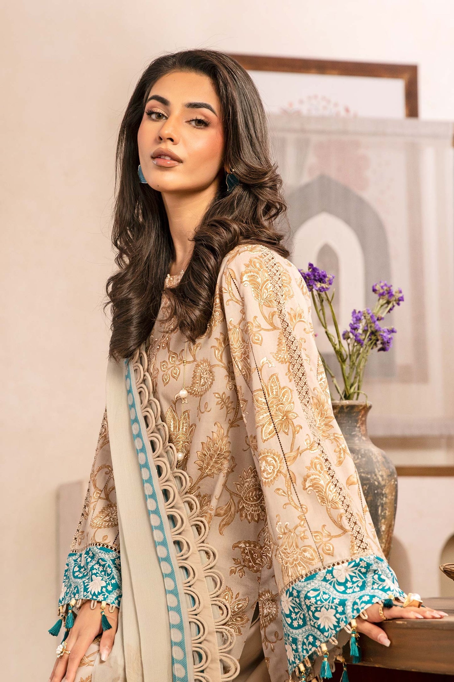 909-B | Unstitched Edit-II Lawn`25 By M.Basics