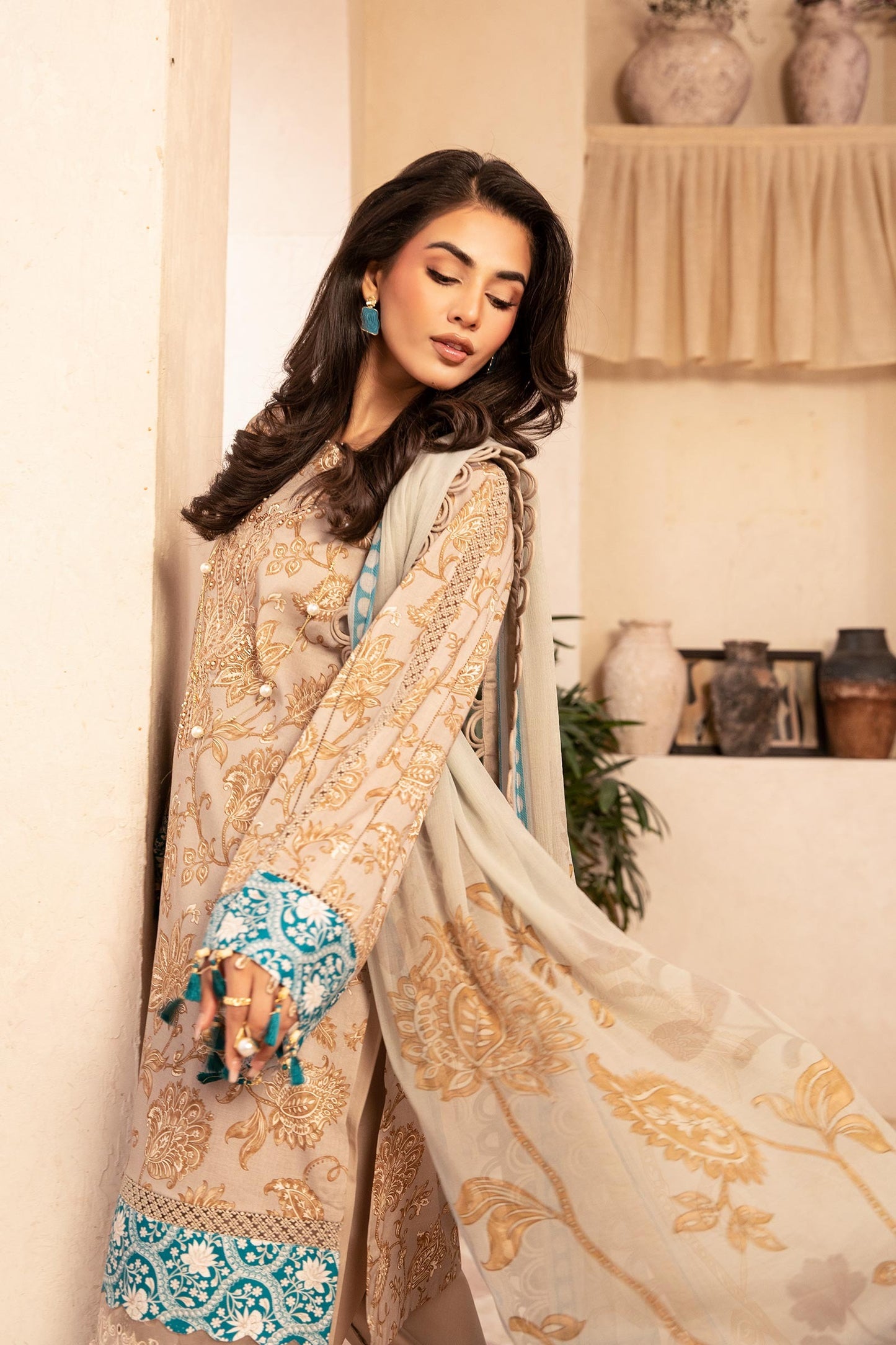 909-B | Unstitched Edit-II Lawn`25 By M.Basics