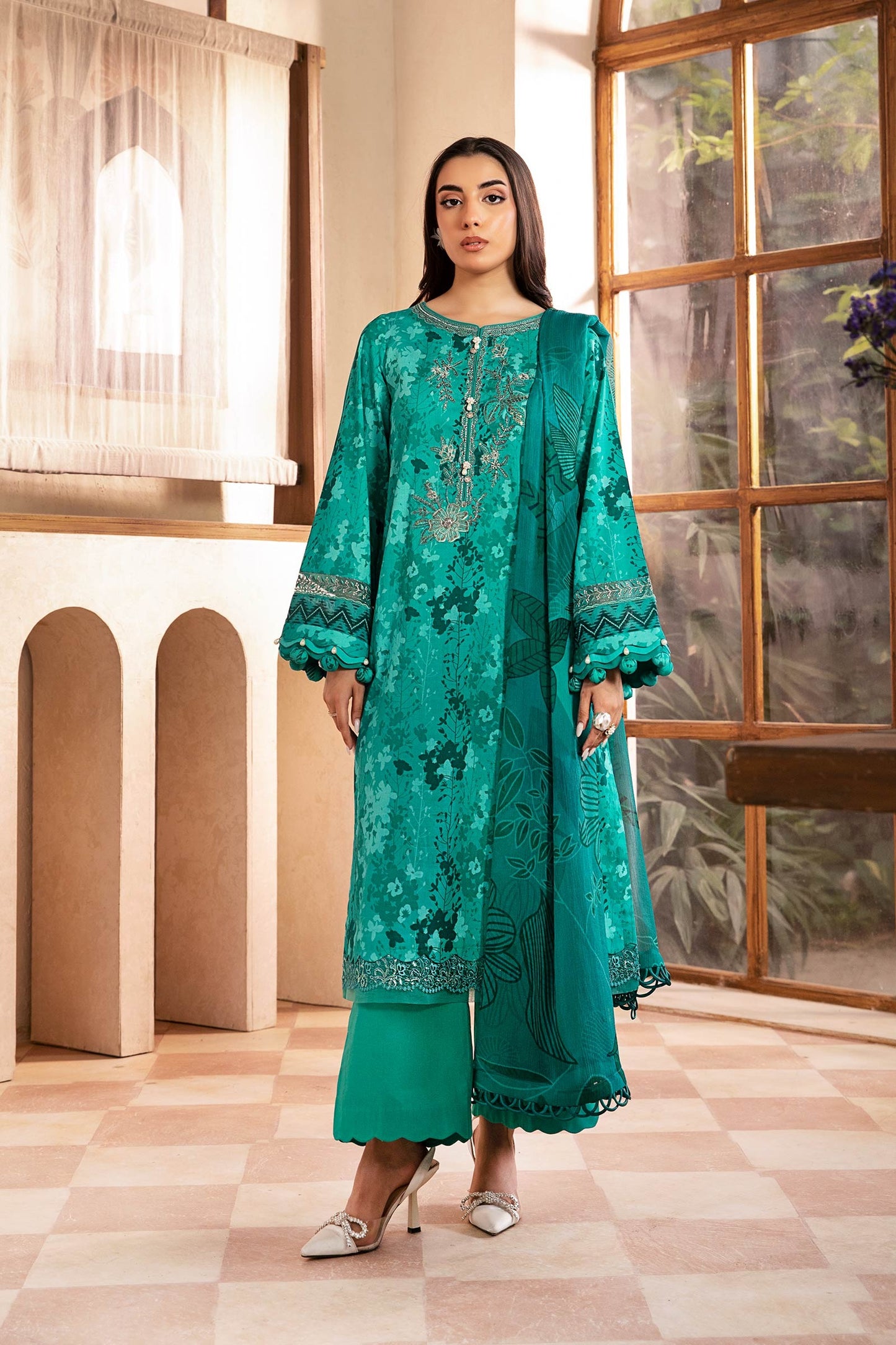 910-A | Unstitched Edit-II Lawn`25 By M.Basics