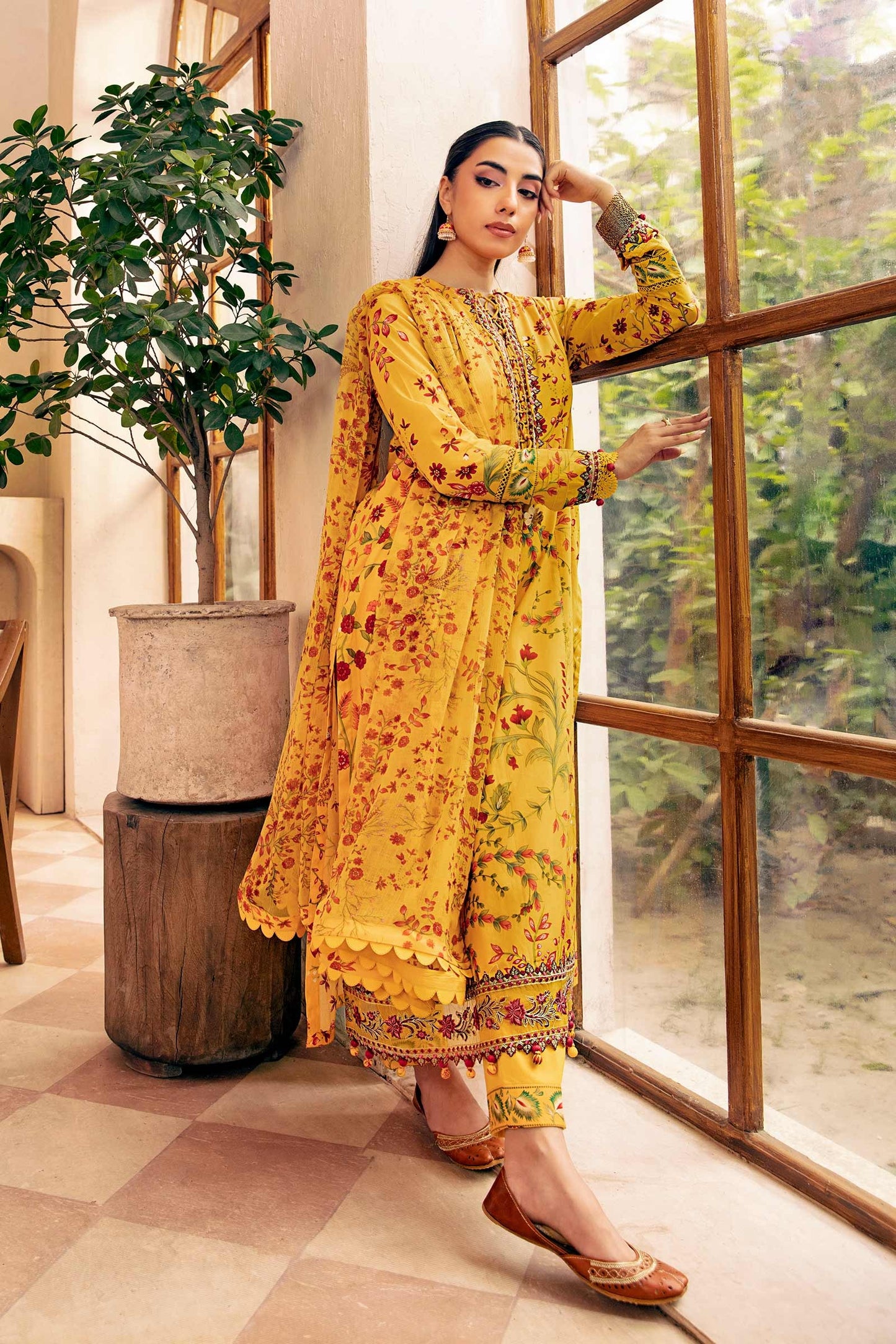 912-A | Unstitched Edit-II Lawn`25 By M.Basics