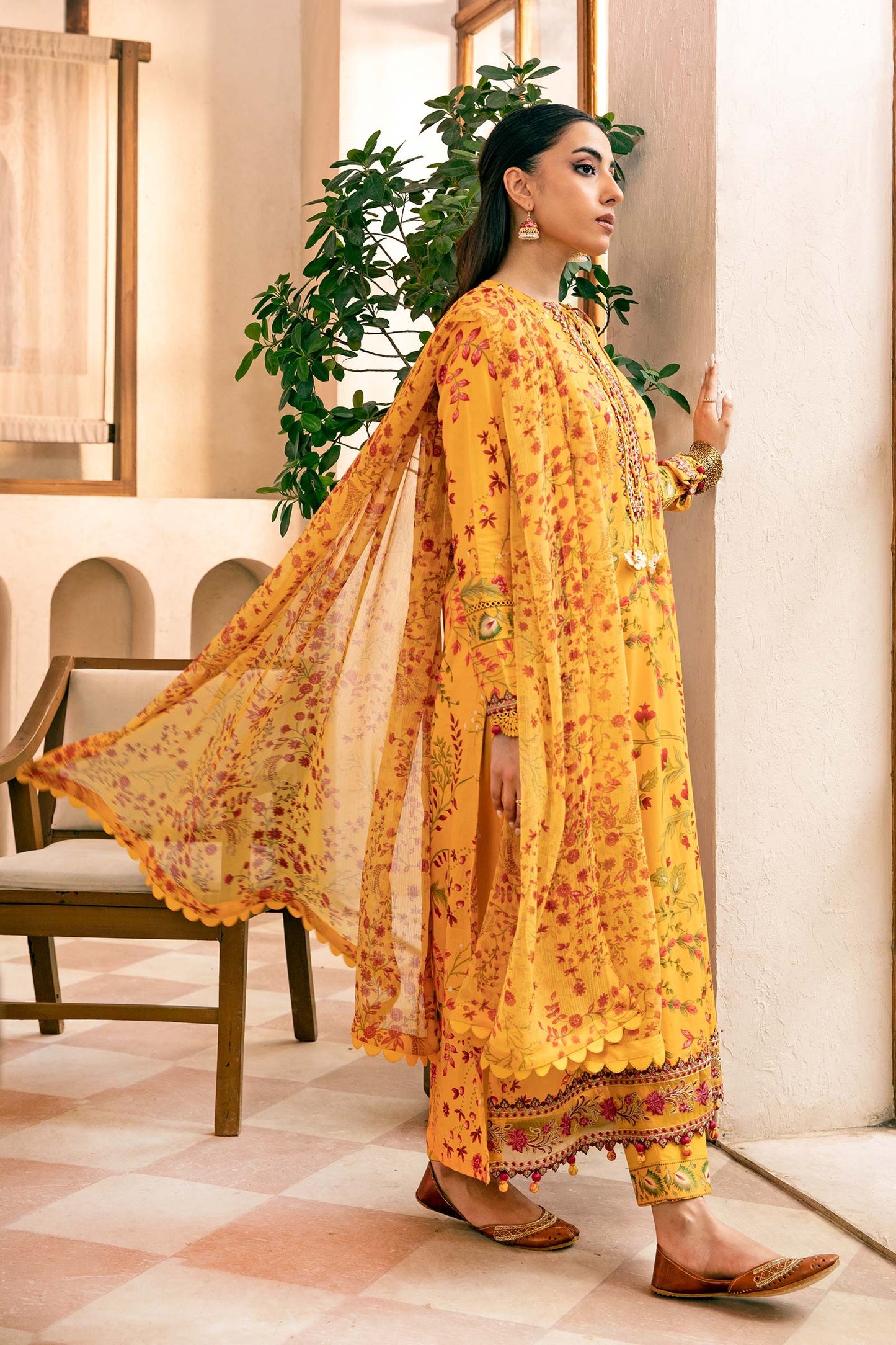 912-A | Unstitched Edit-II Lawn`25 By M.Basics