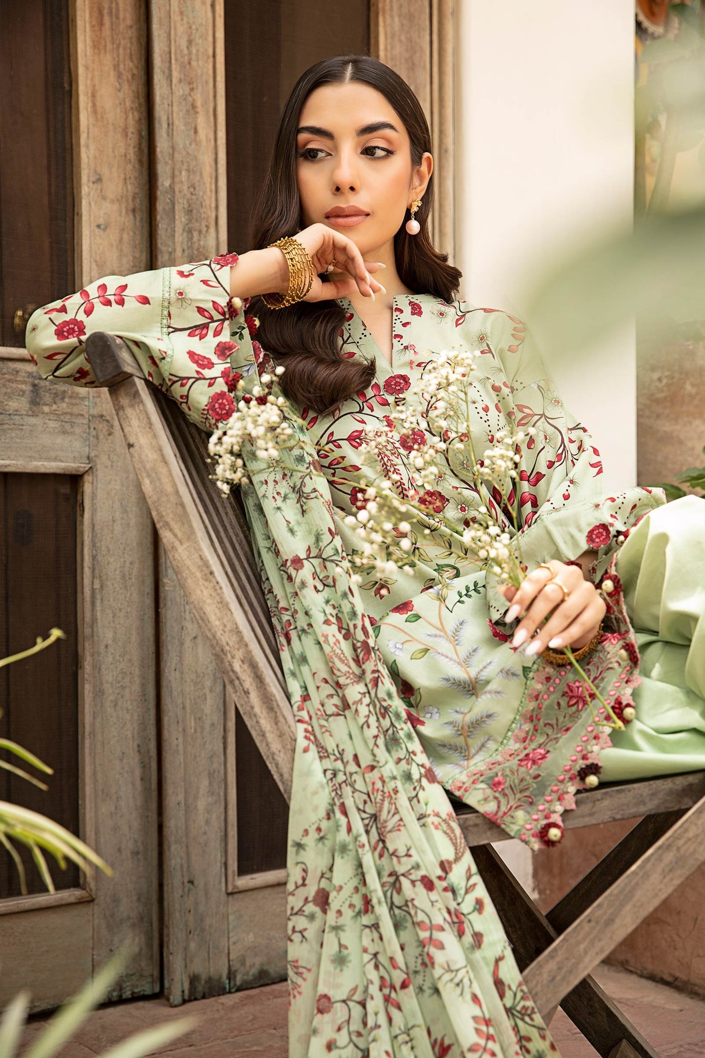 912-B | Unstitched Edit-II Lawn`25 By M.Basics
