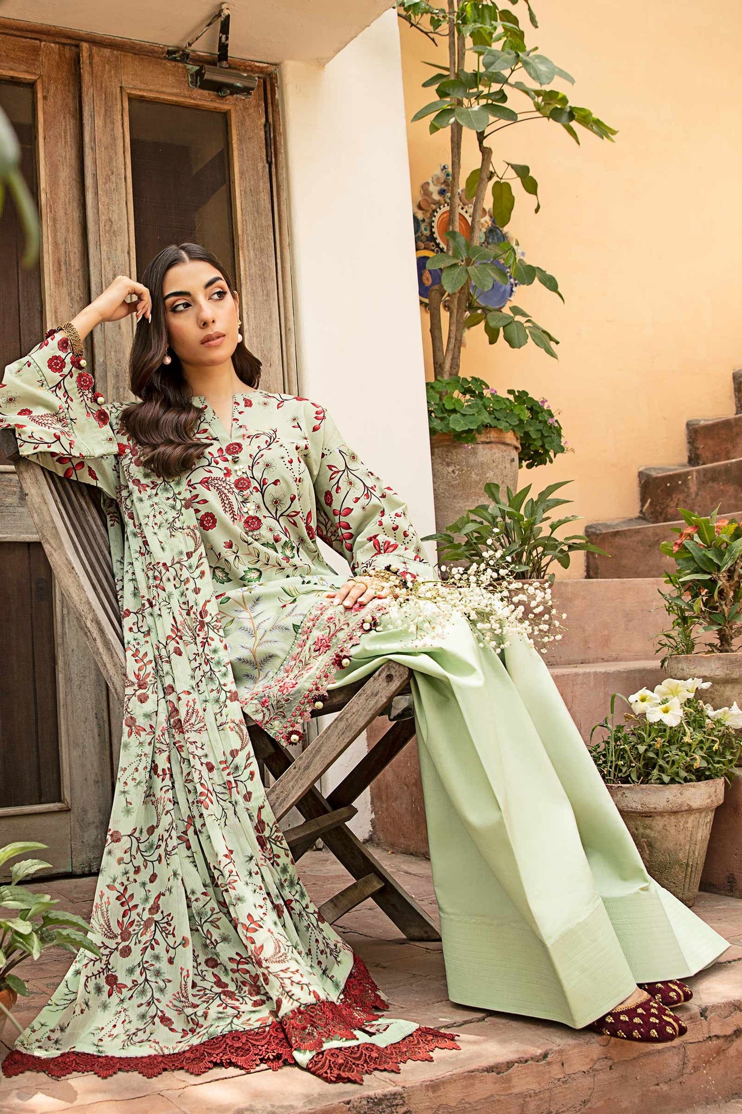 912-B | Unstitched Edit-II Lawn`25 By M.Basics