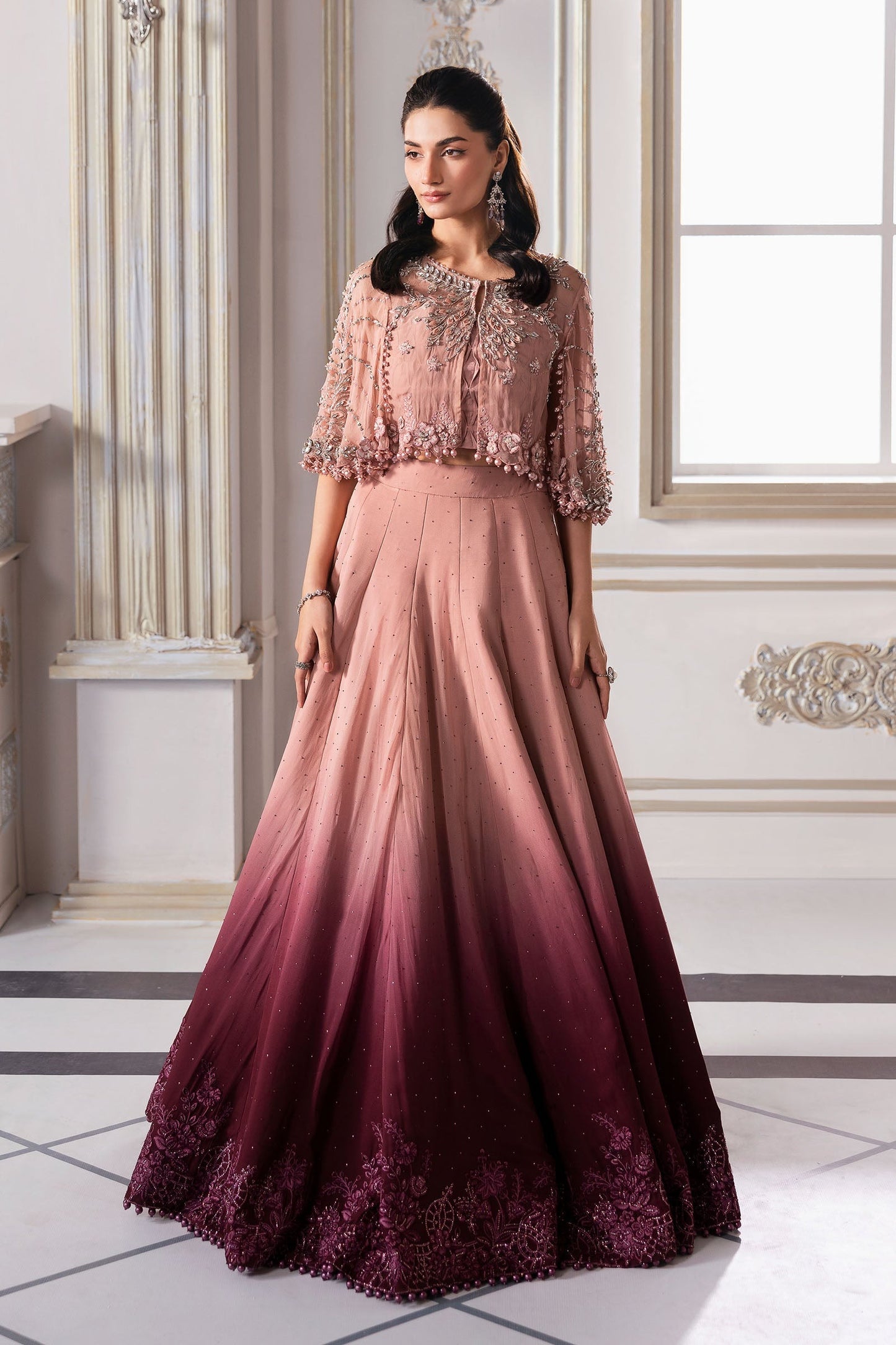 BD-3001 | MBroidered Unstitched Chiffon Saree By Maria.B