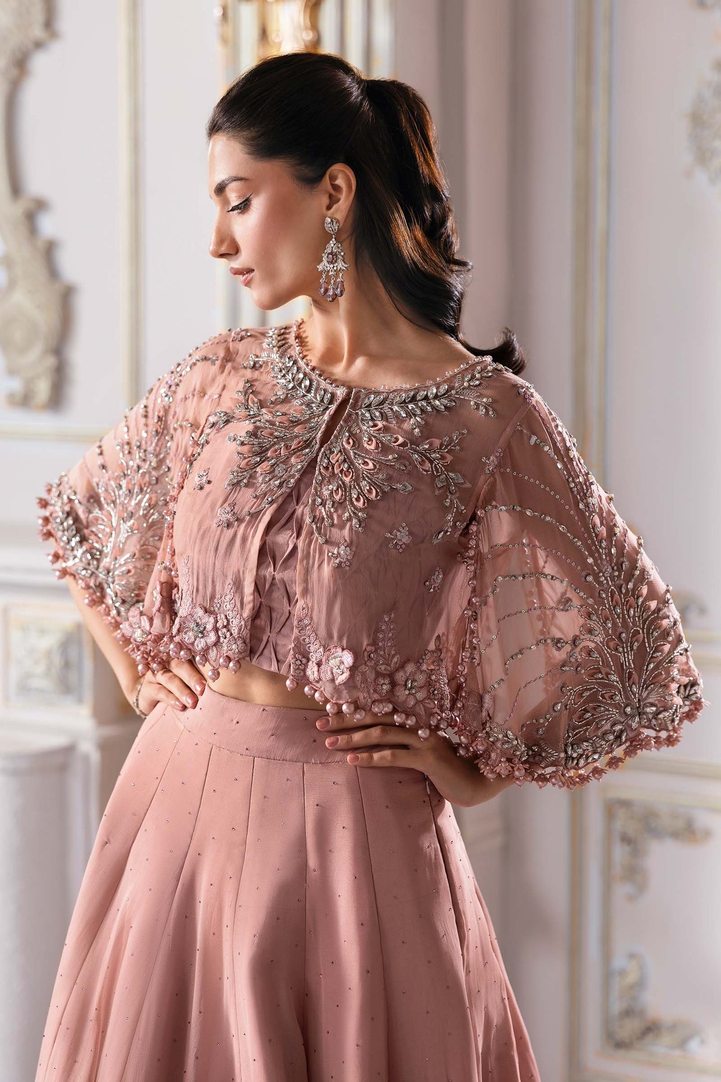 BD-3001 | MBroidered Unstitched Chiffon Saree By Maria.B