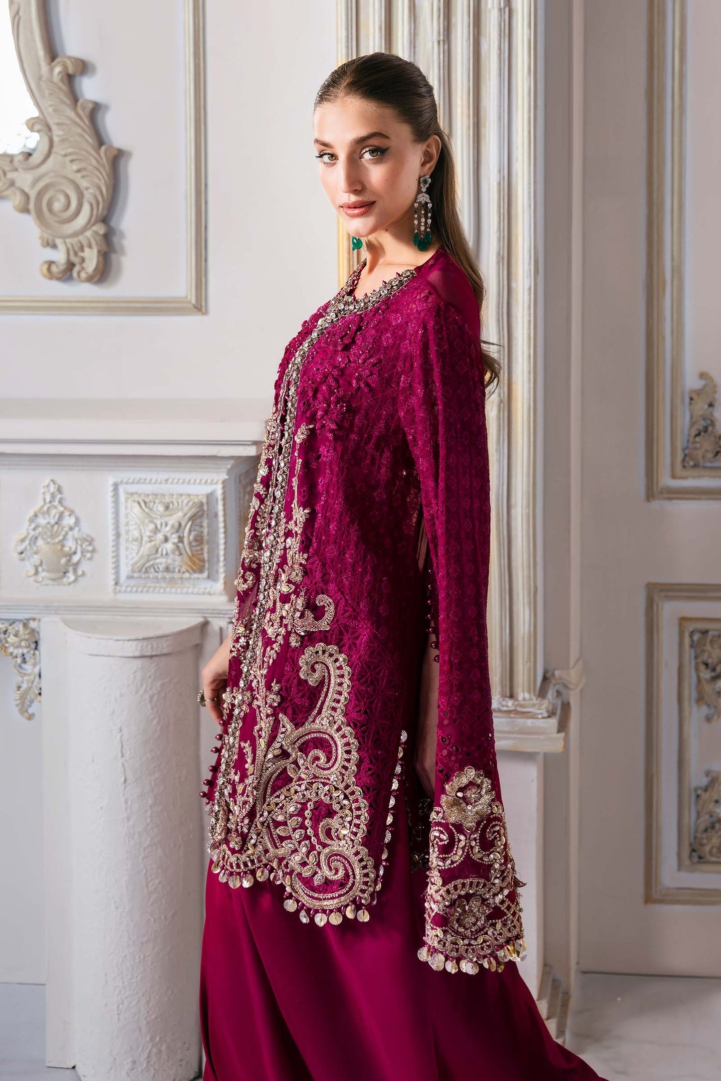 BD-3003 | MBroidered Unstitched Chiffon Suit By Maria.B