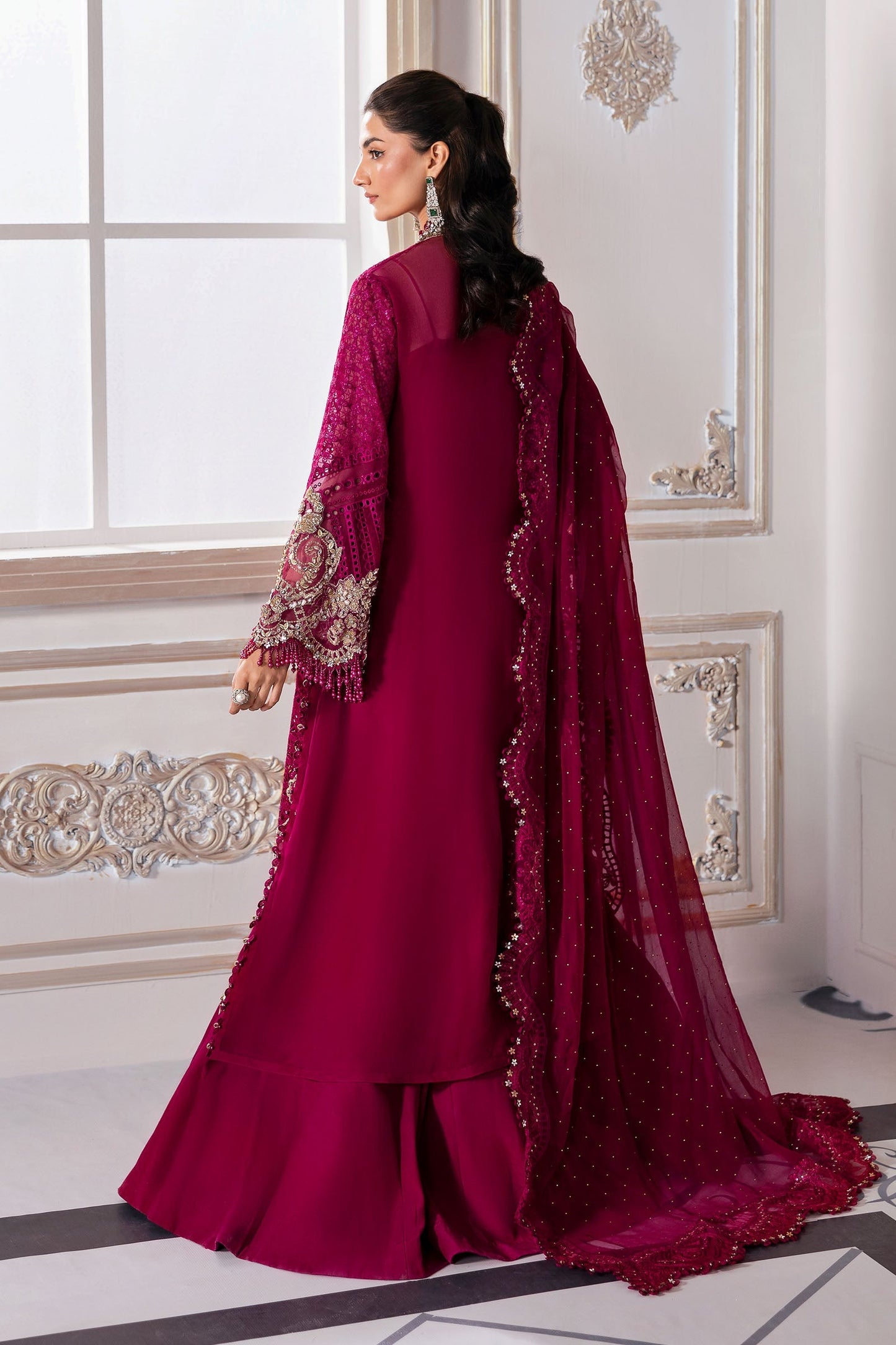 BD-3003 | MBroidered Unstitched Chiffon Suit By Maria.B