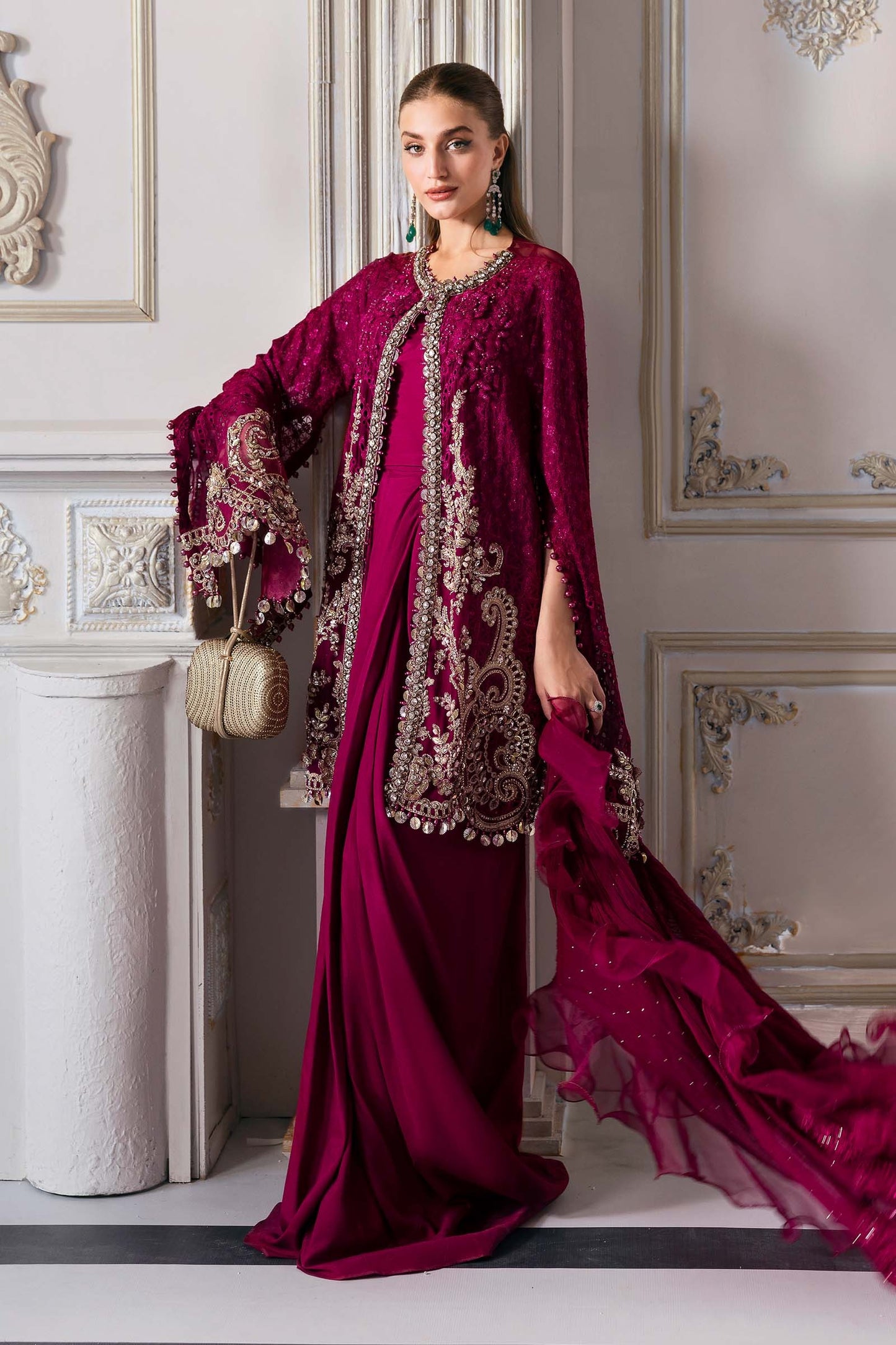 BD-3003 | MBroidered Unstitched Chiffon Suit By Maria.B