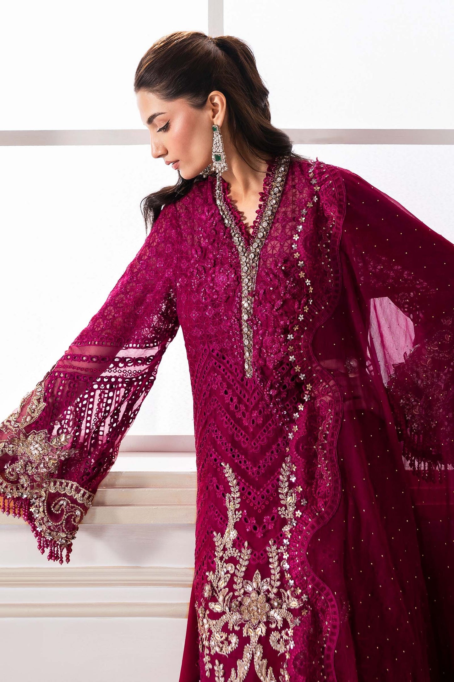 BD-3003 | MBroidered Unstitched Chiffon Suit By Maria.B