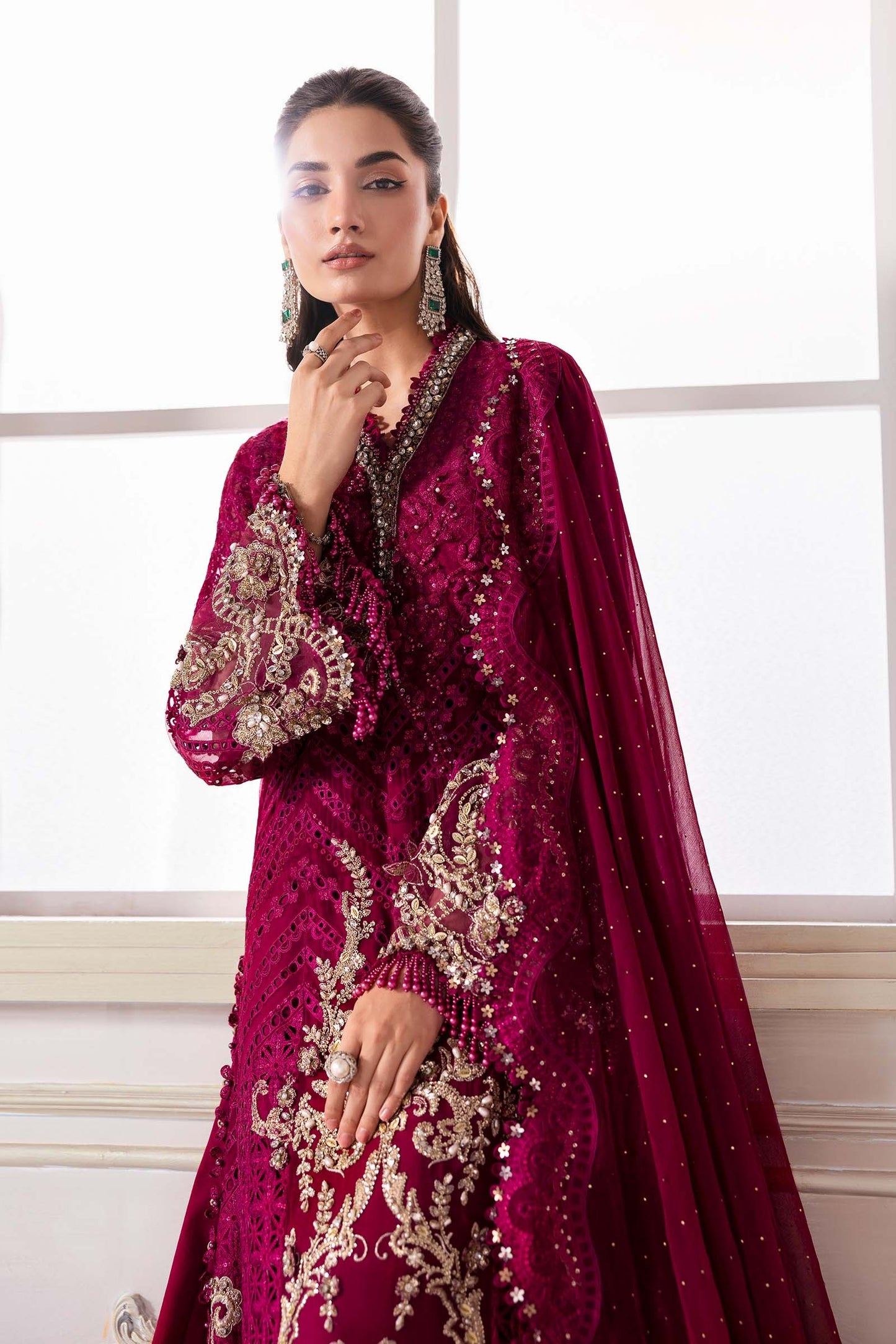 BD-3003 | MBroidered Unstitched Chiffon Suit By Maria.B