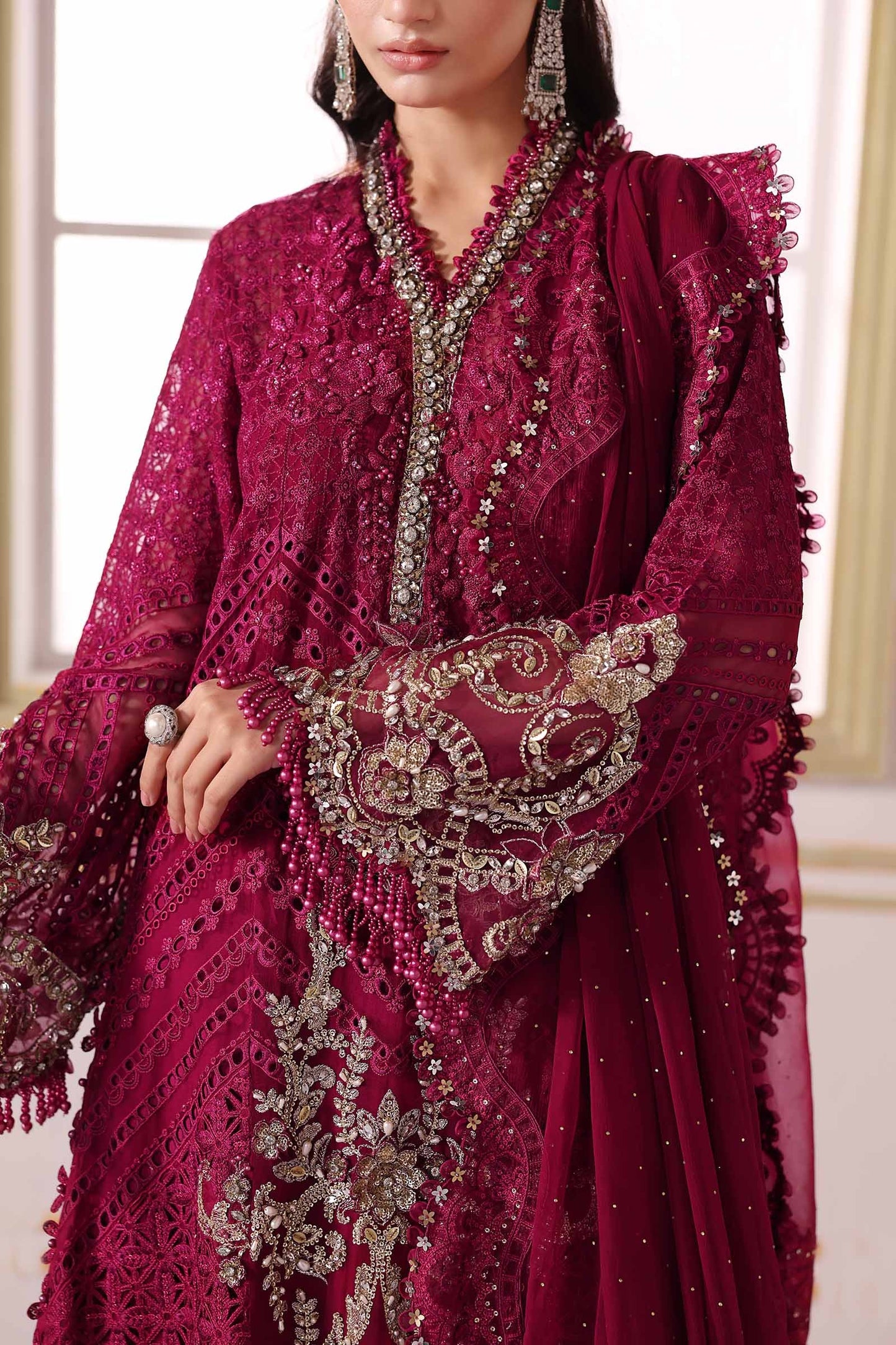 BD-3003 | MBroidered Unstitched Chiffon Suit By Maria.B
