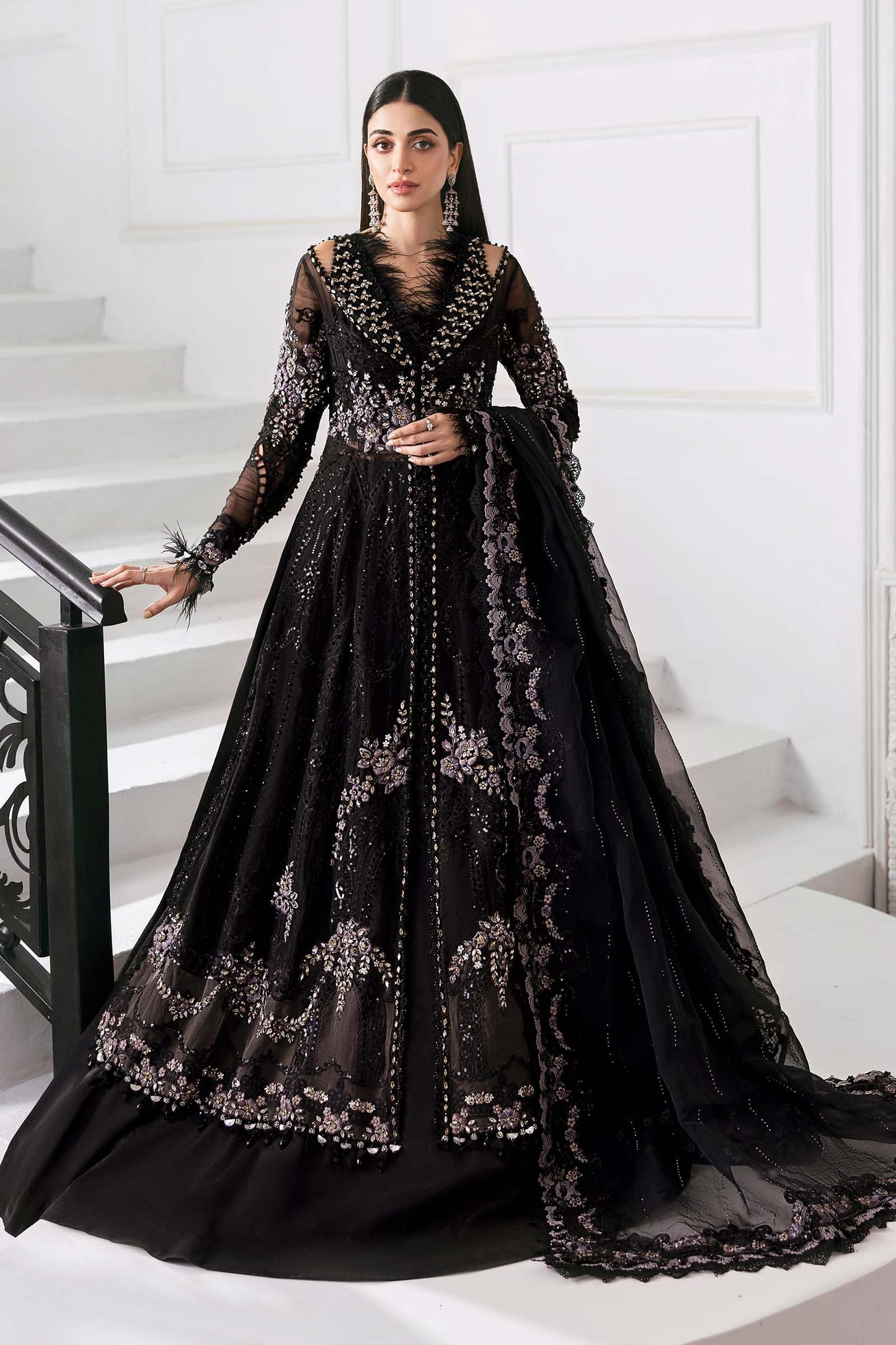 BD-3004 | MBroidered Unstitched Organza Suit By Maria.B
