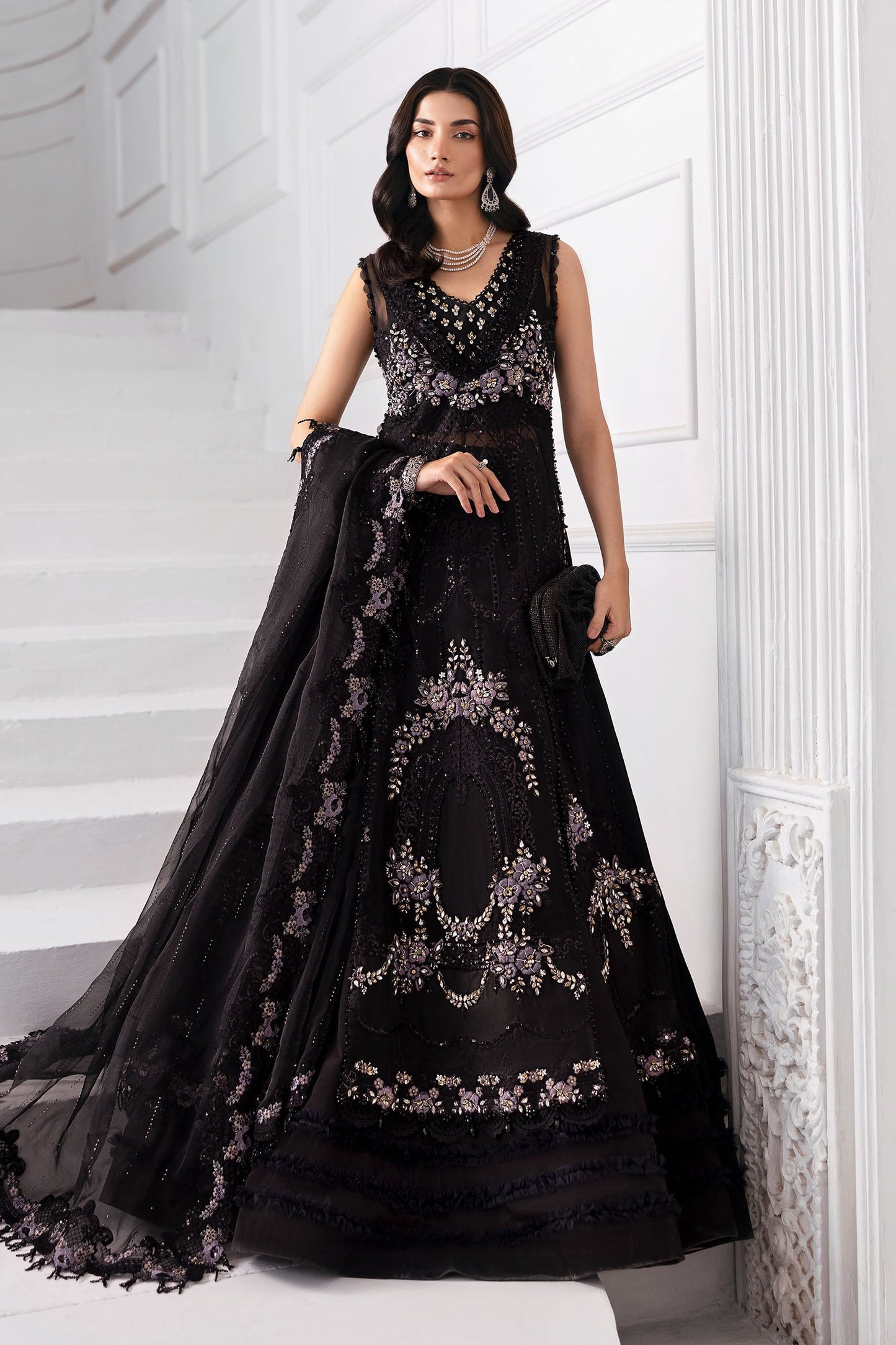 BD-3004 | MBroidered Unstitched Organza Suit By Maria.B