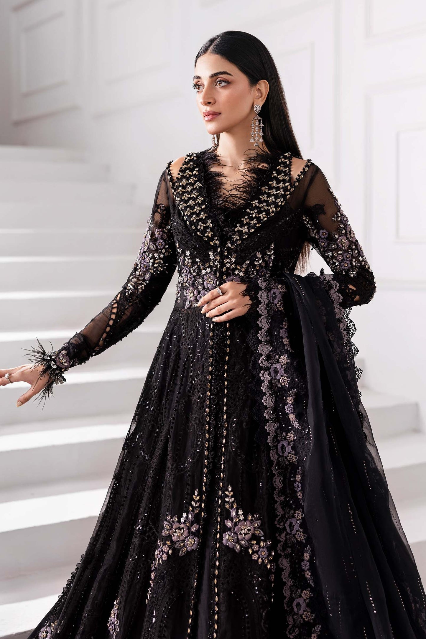 BD-3004 | MBroidered Unstitched Organza Suit By Maria.B