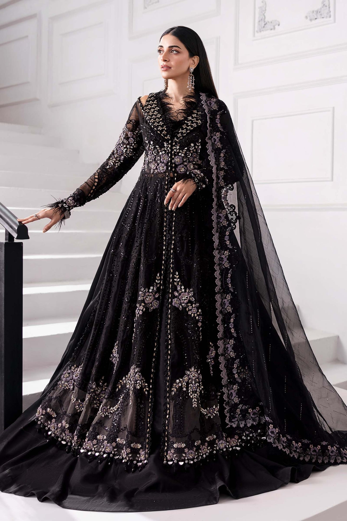 BD-3004 | MBroidered Unstitched Organza Suit By Maria.B