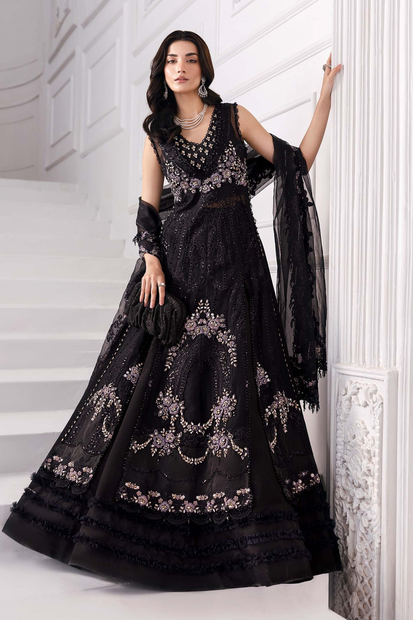 BD-3004 | MBroidered Unstitched Organza Suit By Maria.B