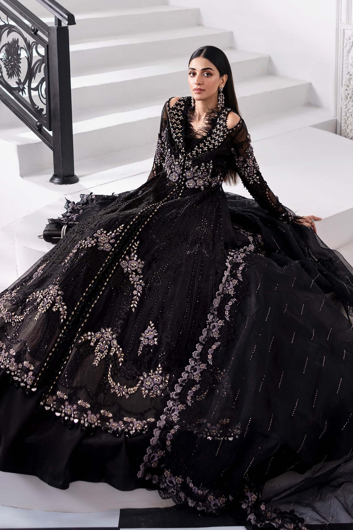 BD-3004 | MBroidered Unstitched Organza Suit By Maria.B