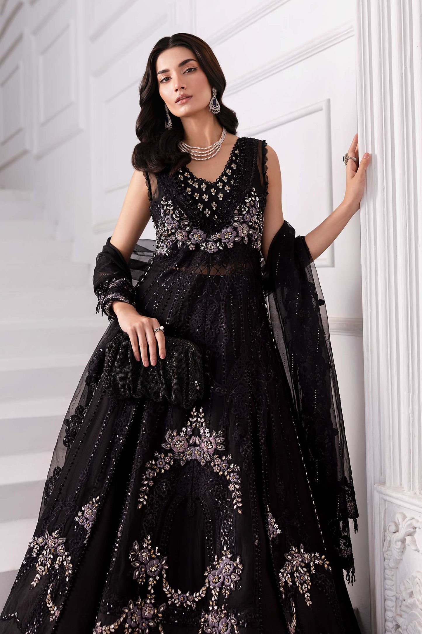 BD-3004 | MBroidered Unstitched Organza Suit By Maria.B