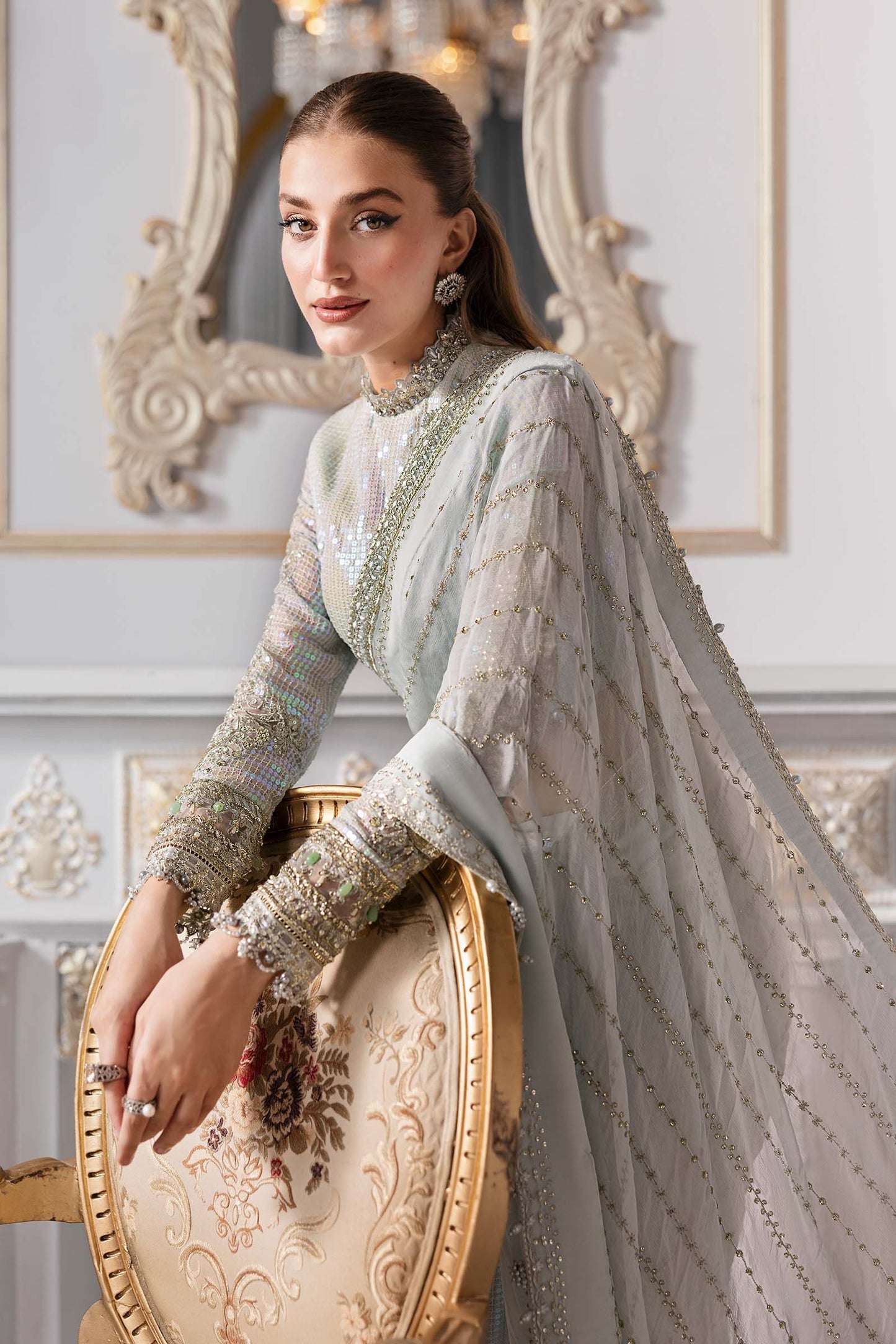 BD-3005 | MBroidered Unstitched Chiffon Suit By Maria.B