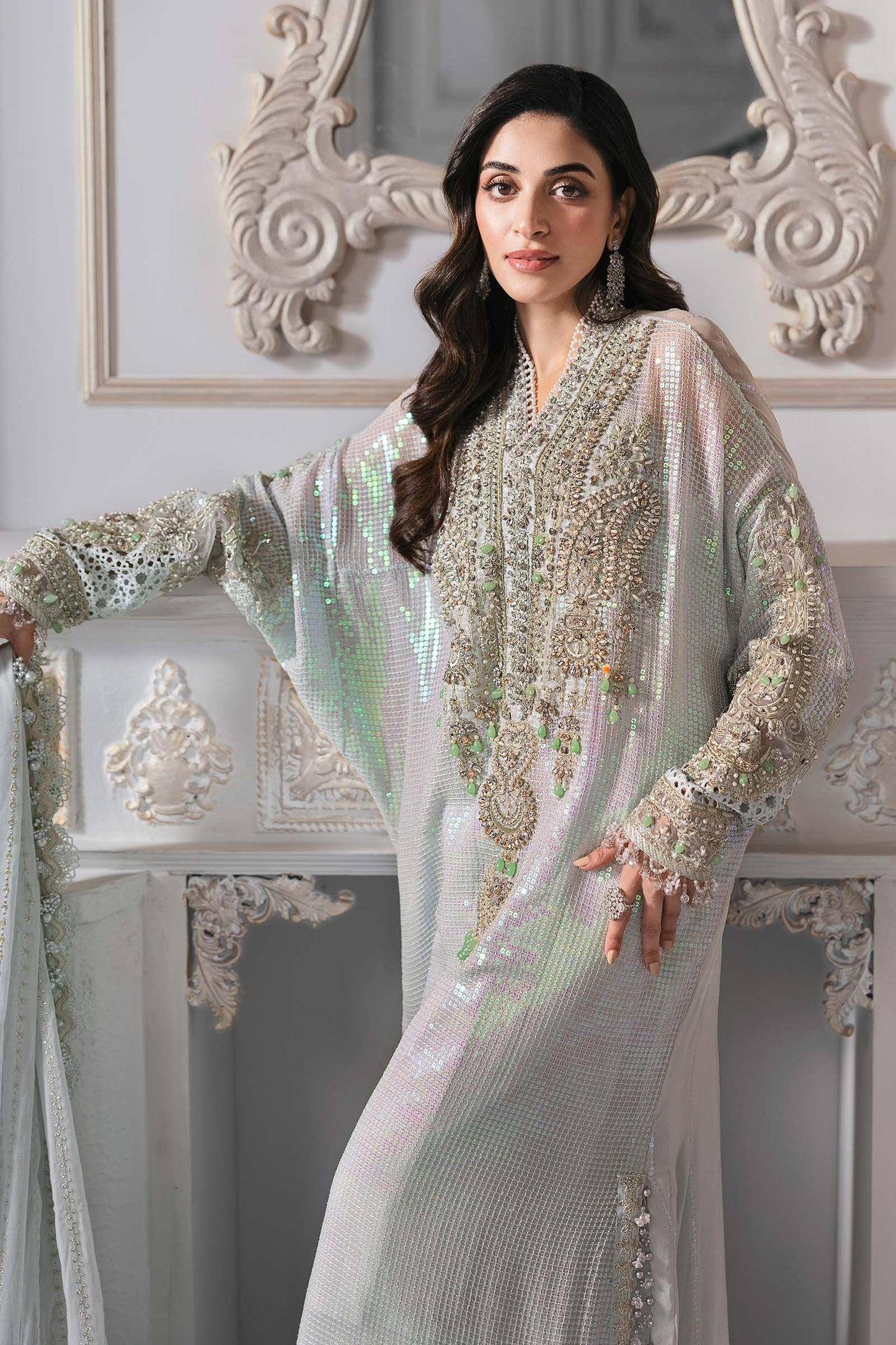 BD-3005 | MBroidered Unstitched Chiffon Suit By Maria.B