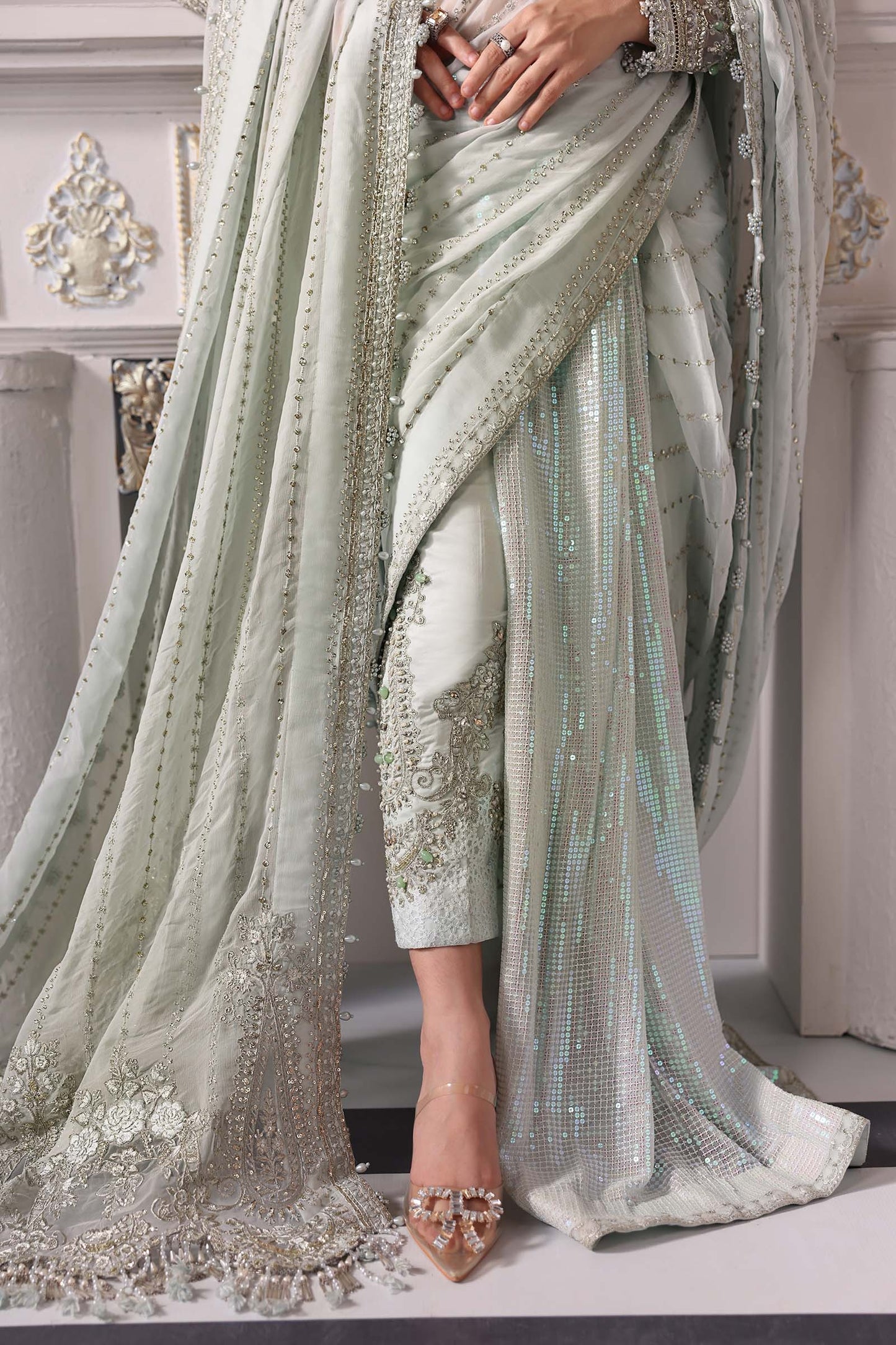 BD-3005 | MBroidered Unstitched Chiffon Suit By Maria.B