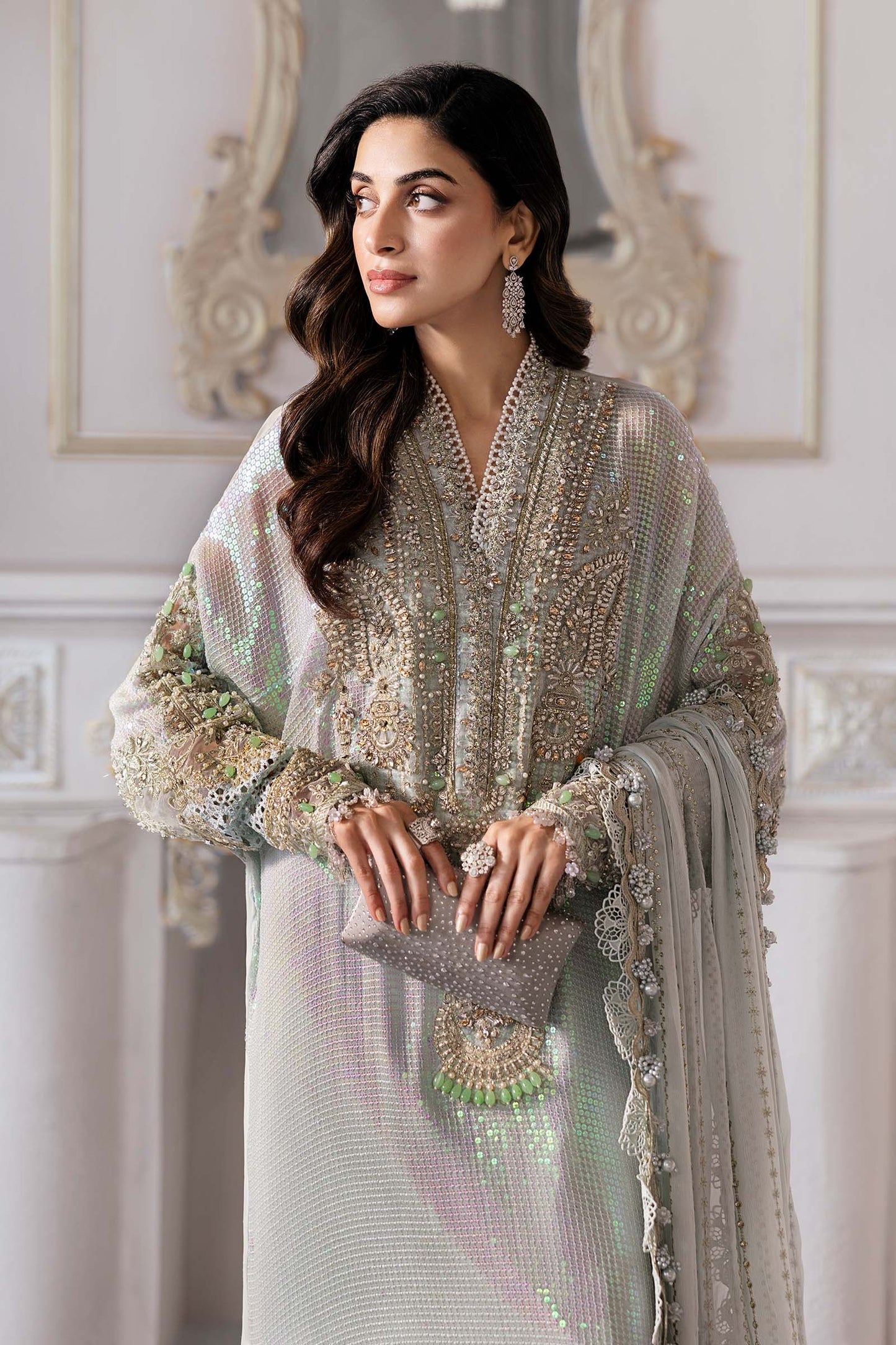 BD-3005 | MBroidered Unstitched Chiffon Suit By Maria.B