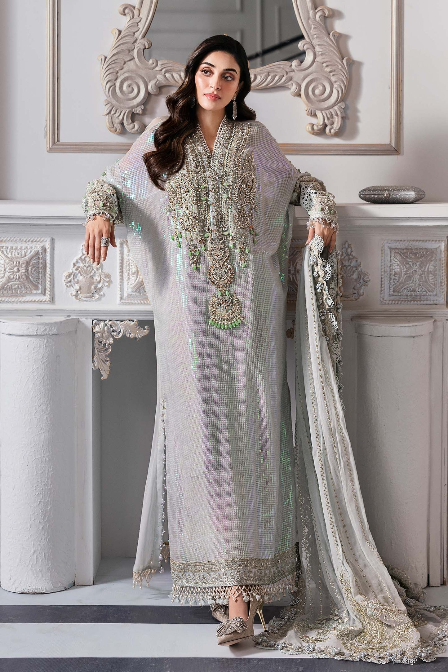 BD-3005 | MBroidered Unstitched Chiffon Suit By Maria.B