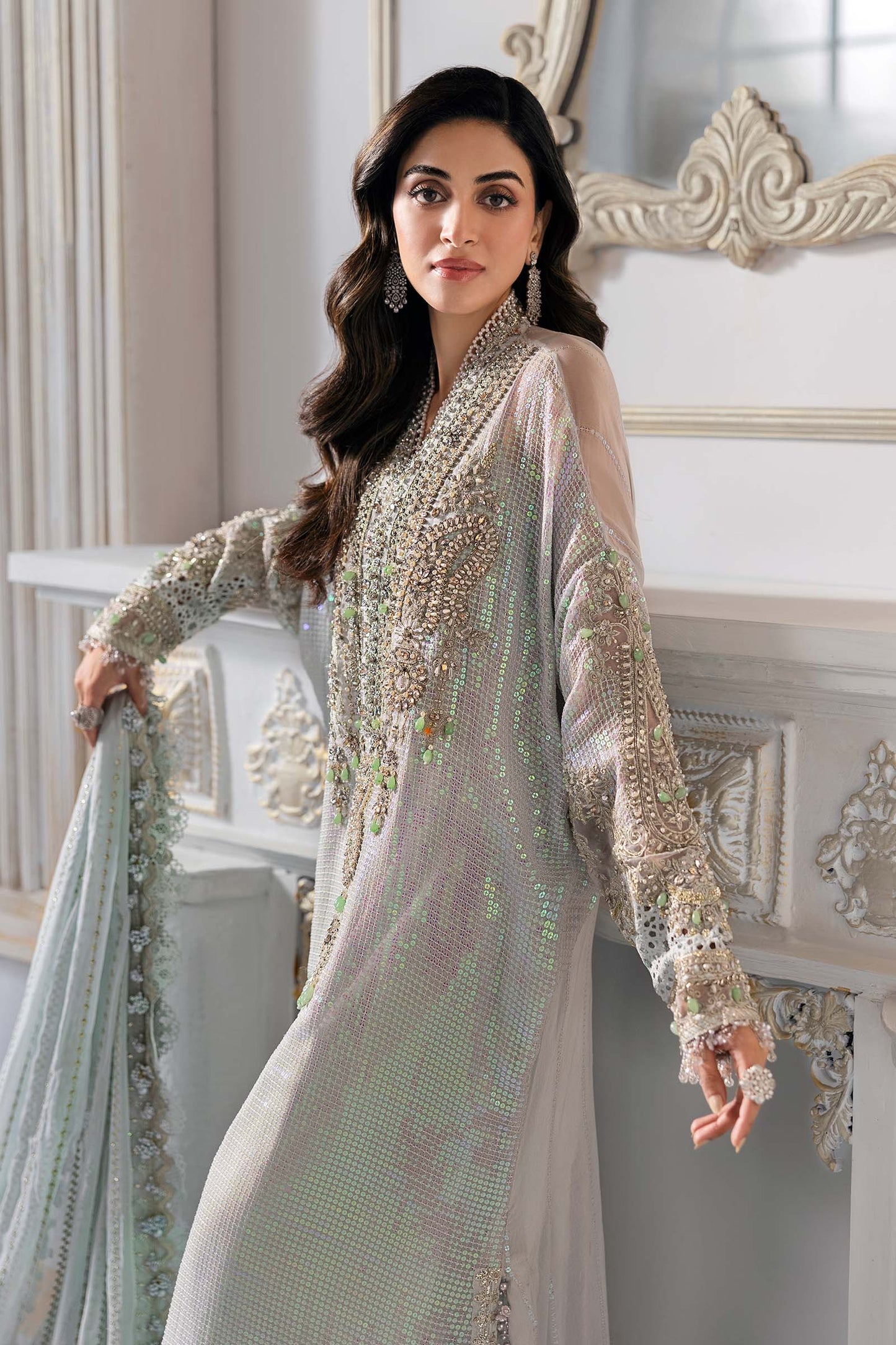BD-3005 | MBroidered Unstitched Chiffon Suit By Maria.B