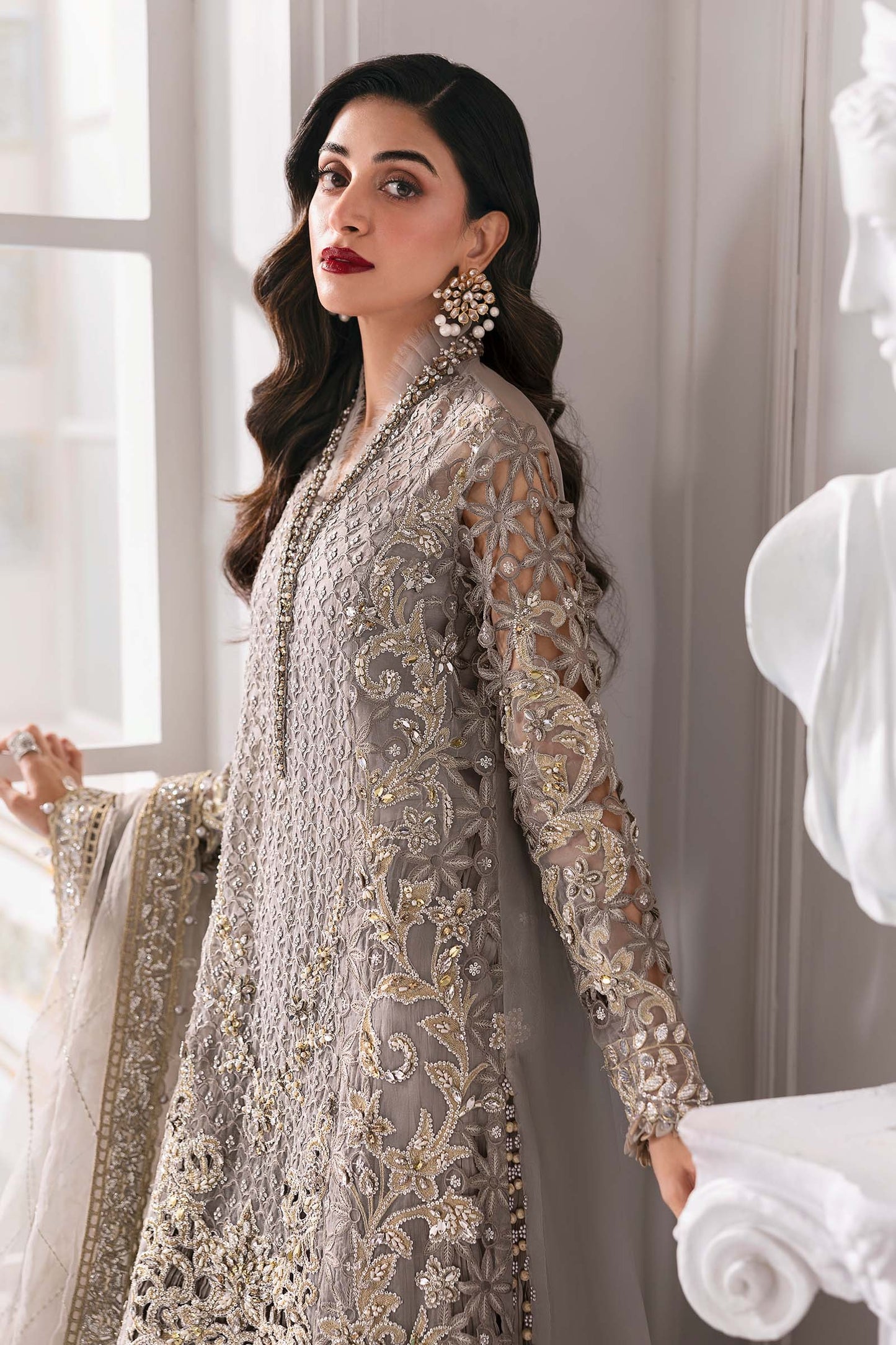 BD-3006 | MBroidered Unstitched Organza Suit By Maria.B