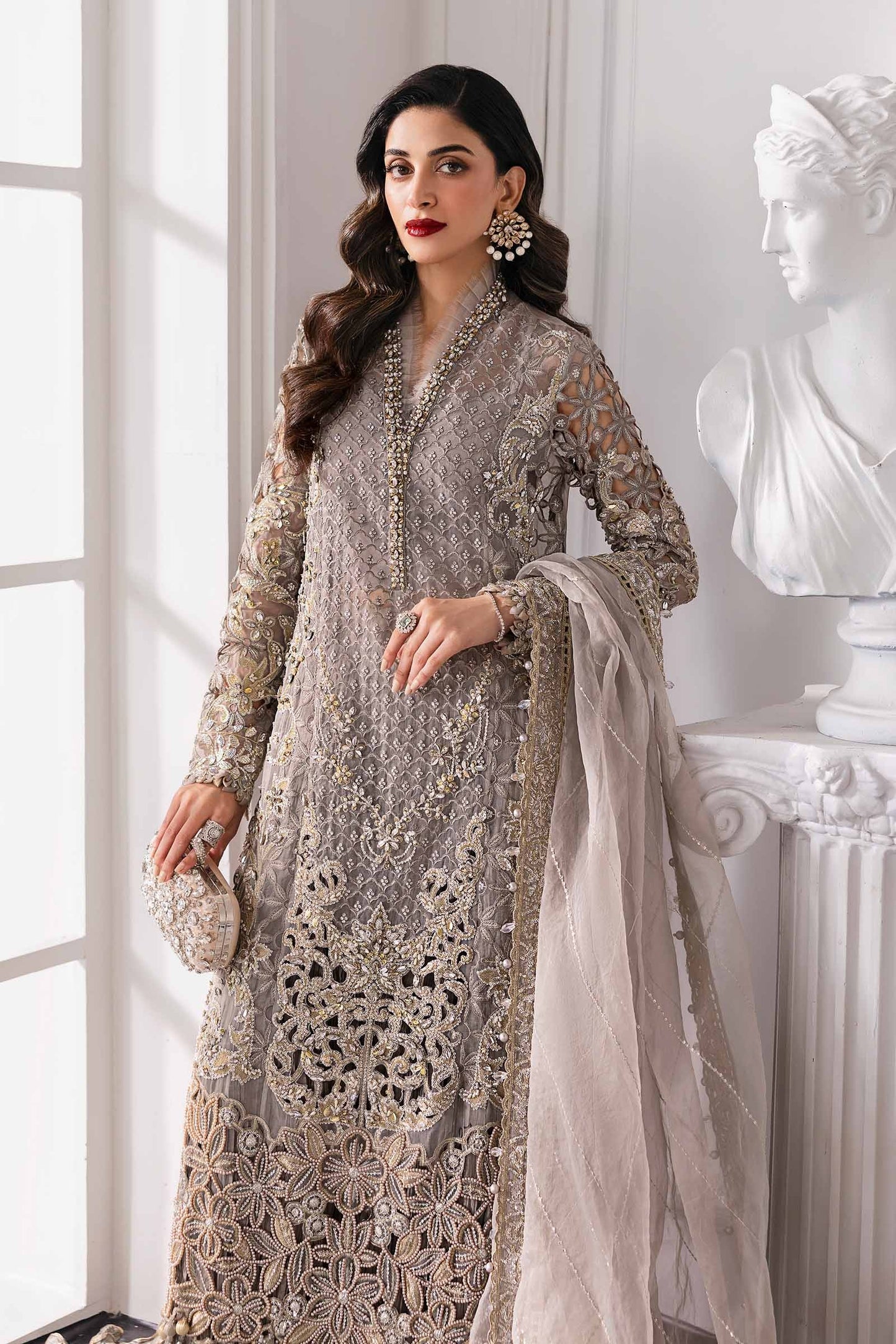 BD-3006 | MBroidered Unstitched Organza Suit By Maria.B