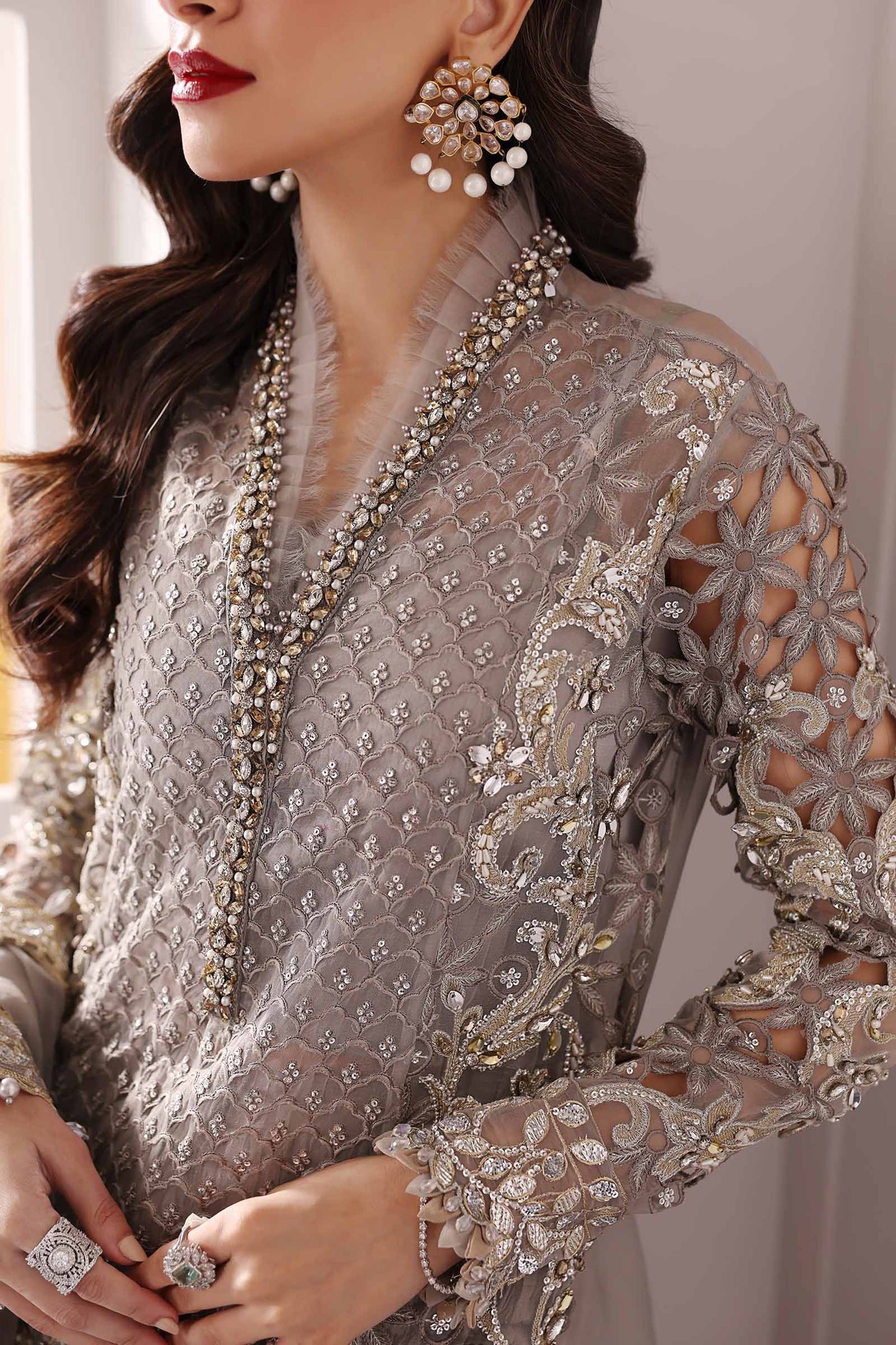 BD-3006 | MBroidered Unstitched Organza Suit By Maria.B