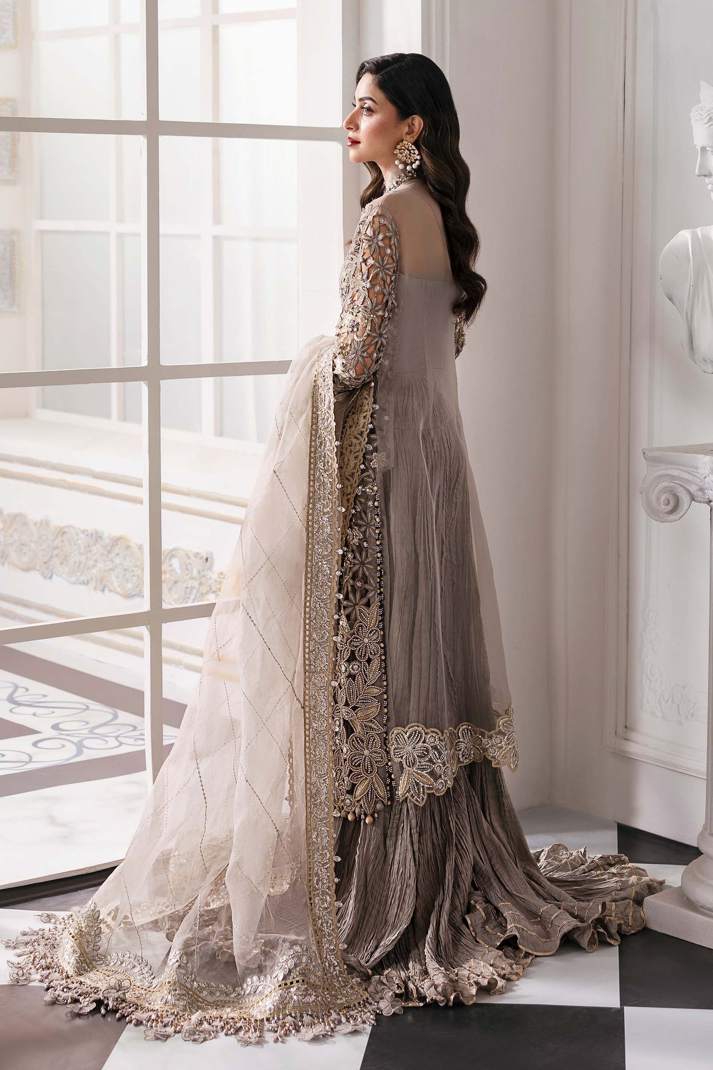 BD-3006 | MBroidered Unstitched Organza Suit By Maria.B