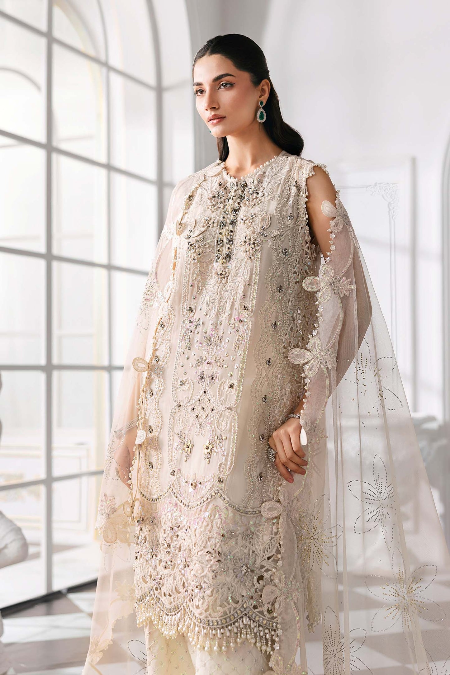 BD-3007 | MBroidered Unstitched Chiffon Suit By Maria.B