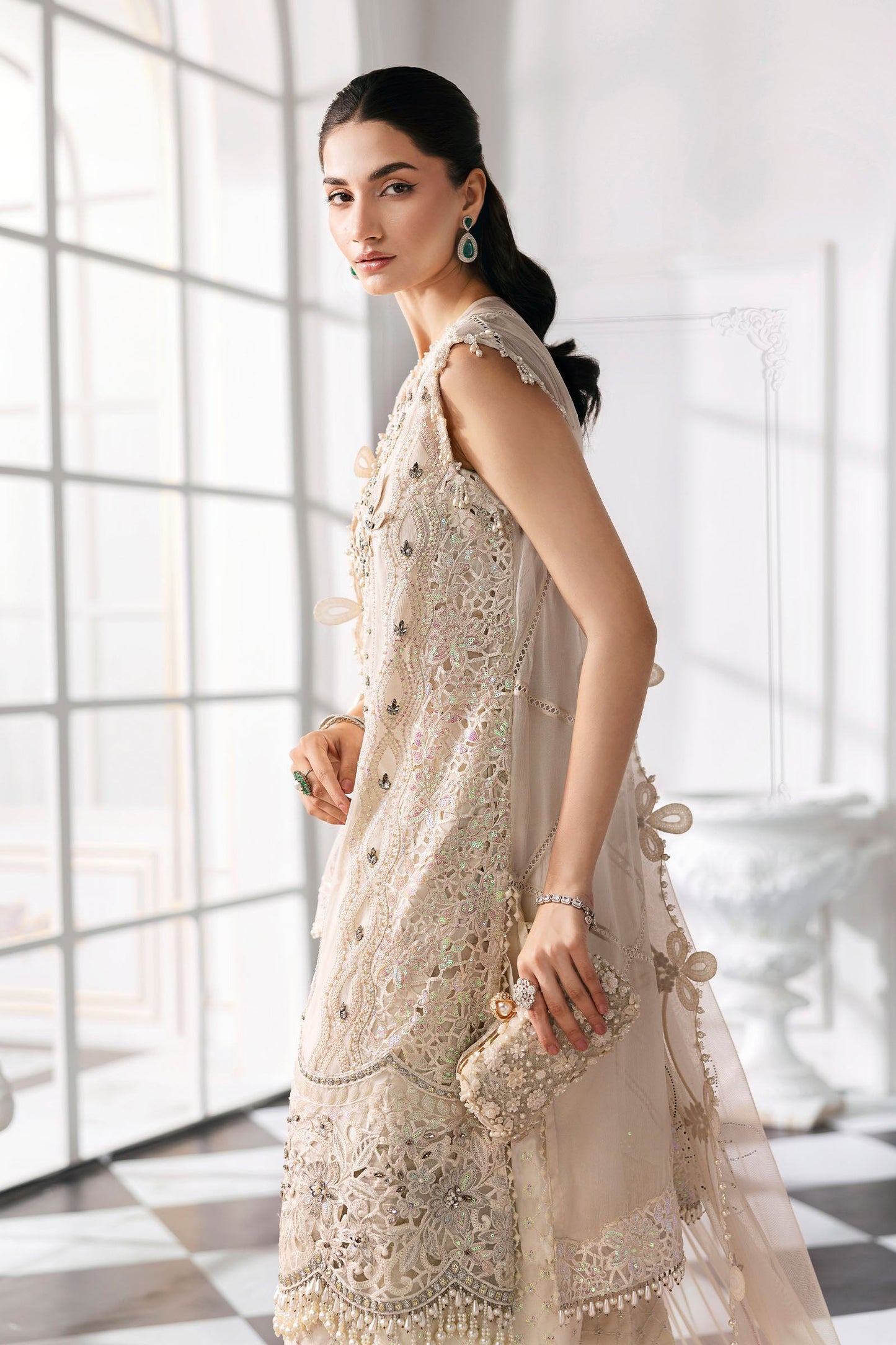 BD-3007 | MBroidered Unstitched Chiffon Suit By Maria.B