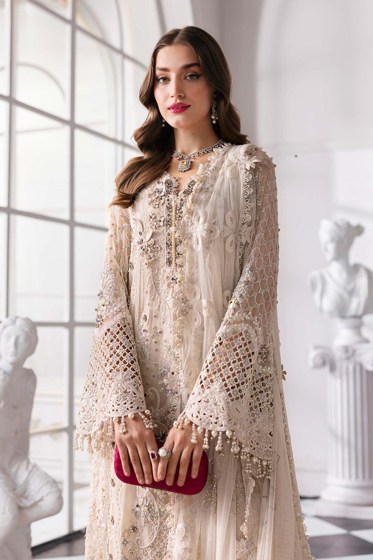 BD-3007 | MBroidered Unstitched Chiffon Suit By Maria.B