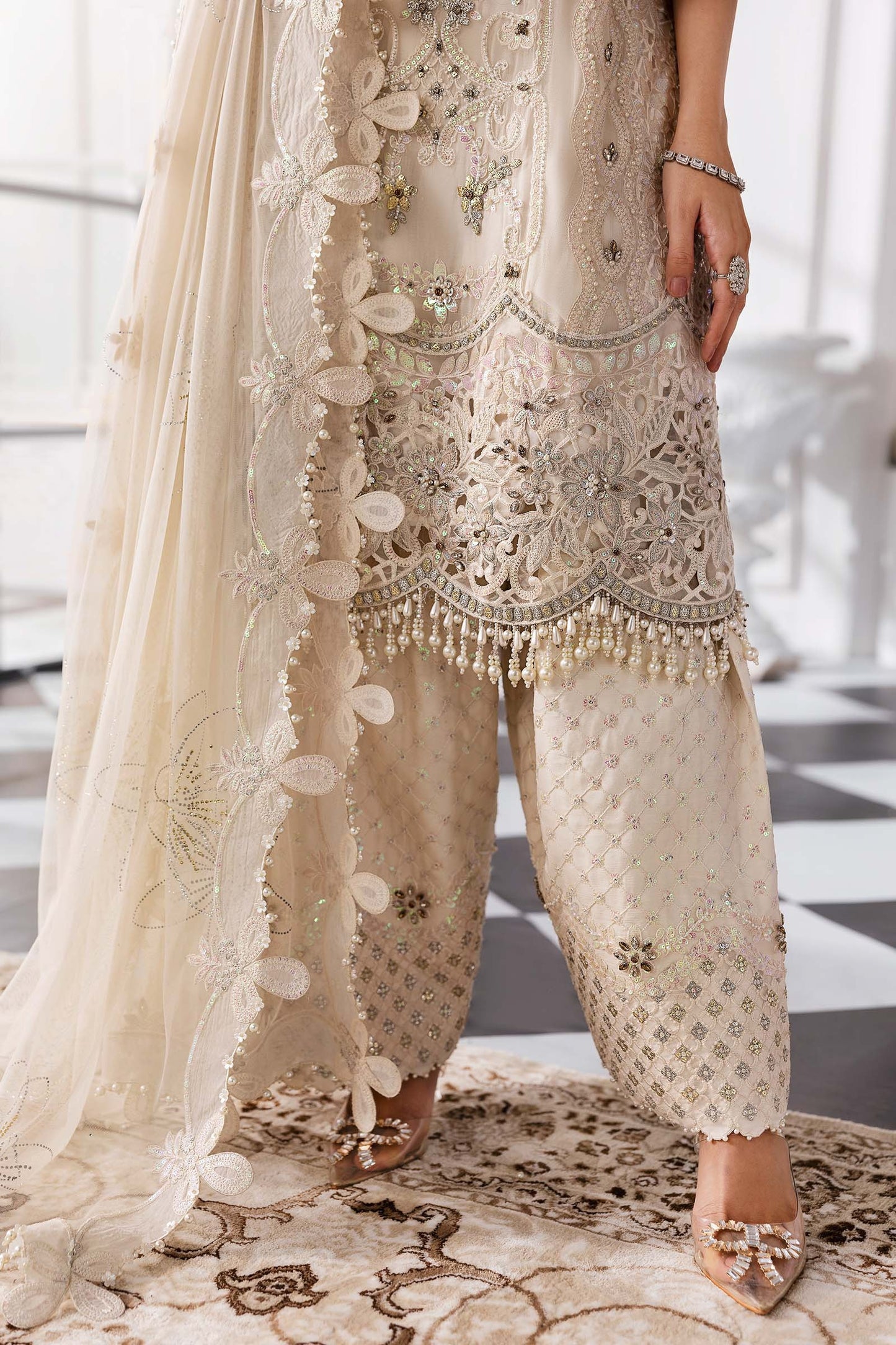 BD-3007 | MBroidered Unstitched Chiffon Suit By Maria.B