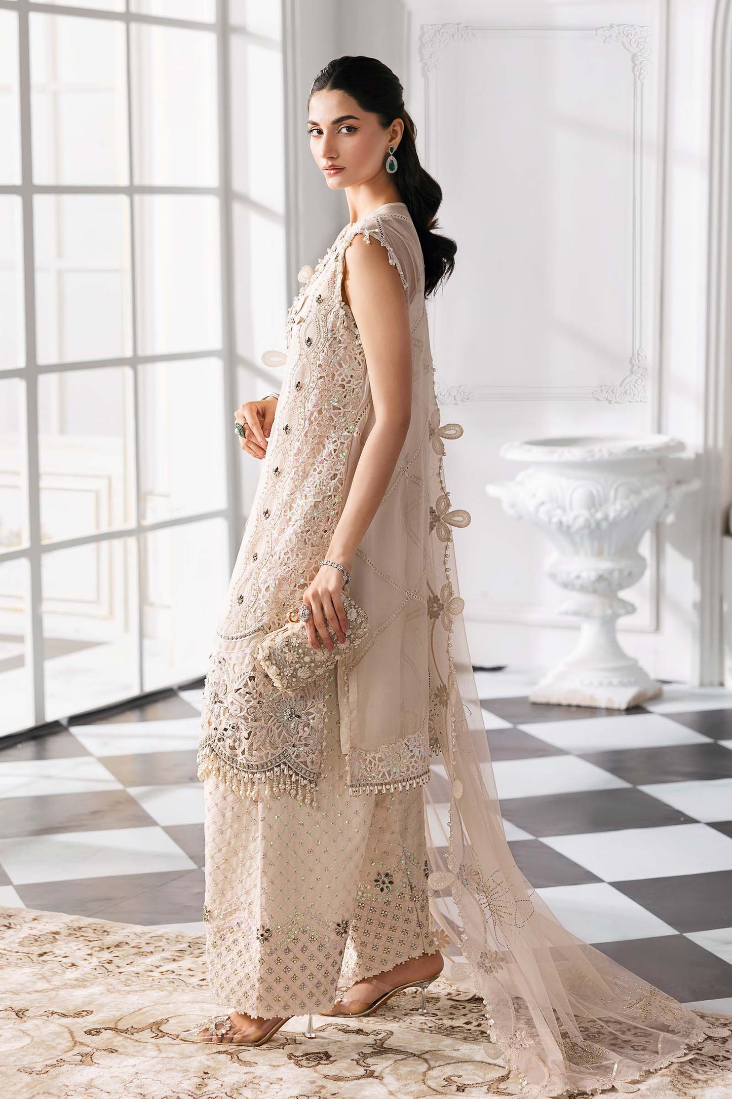 BD-3007 | MBroidered Unstitched Chiffon Suit By Maria.B