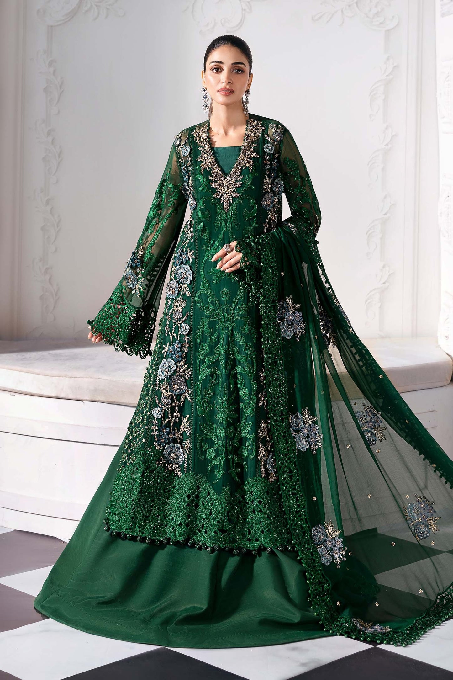 BD-3008 | MBroidered Unstitched Chiffon Suit By Maria.B
