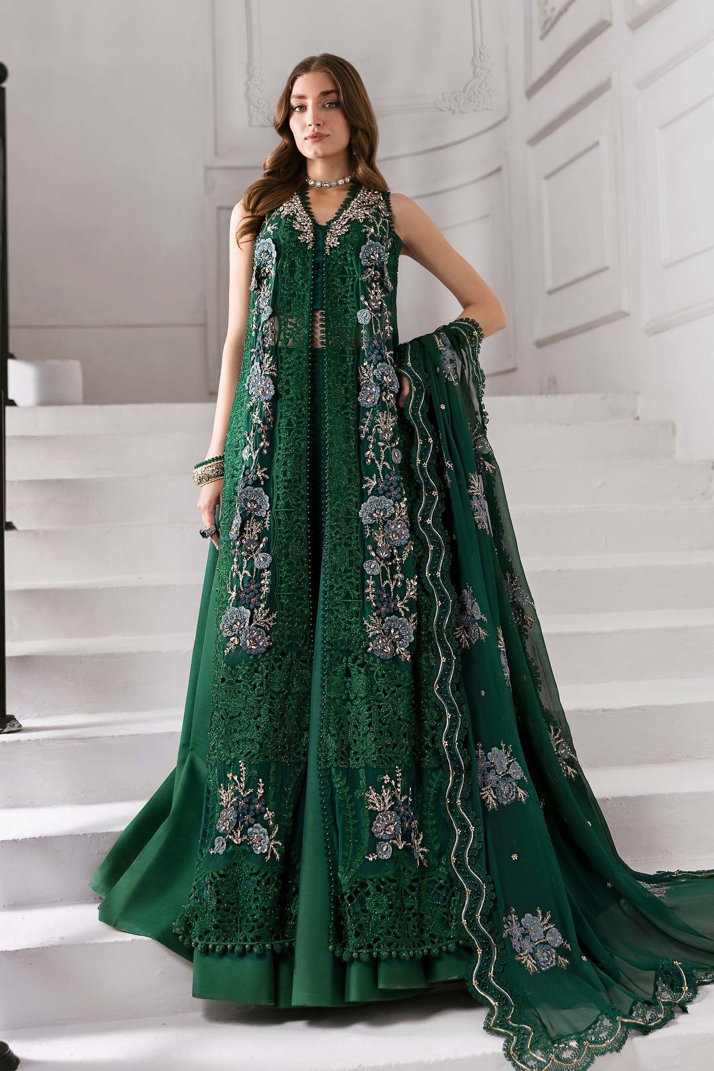 BD-3008 | MBroidered Unstitched Chiffon Suit By Maria.B