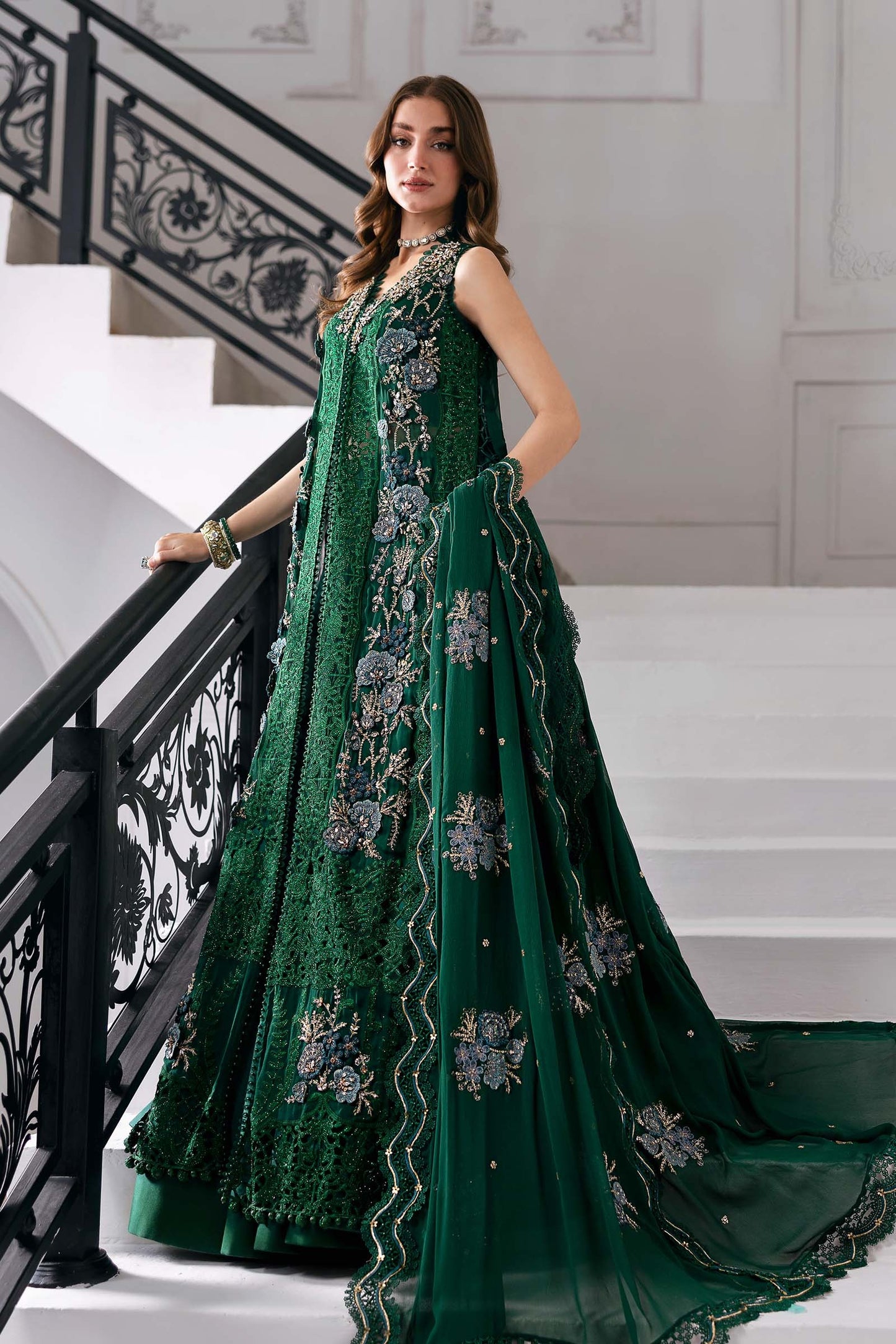 BD-3008 | MBroidered Unstitched Chiffon Suit By Maria.B