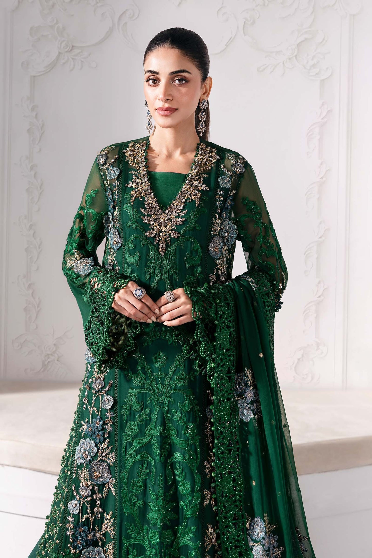 BD-3008 | MBroidered Unstitched Chiffon Suit By Maria.B