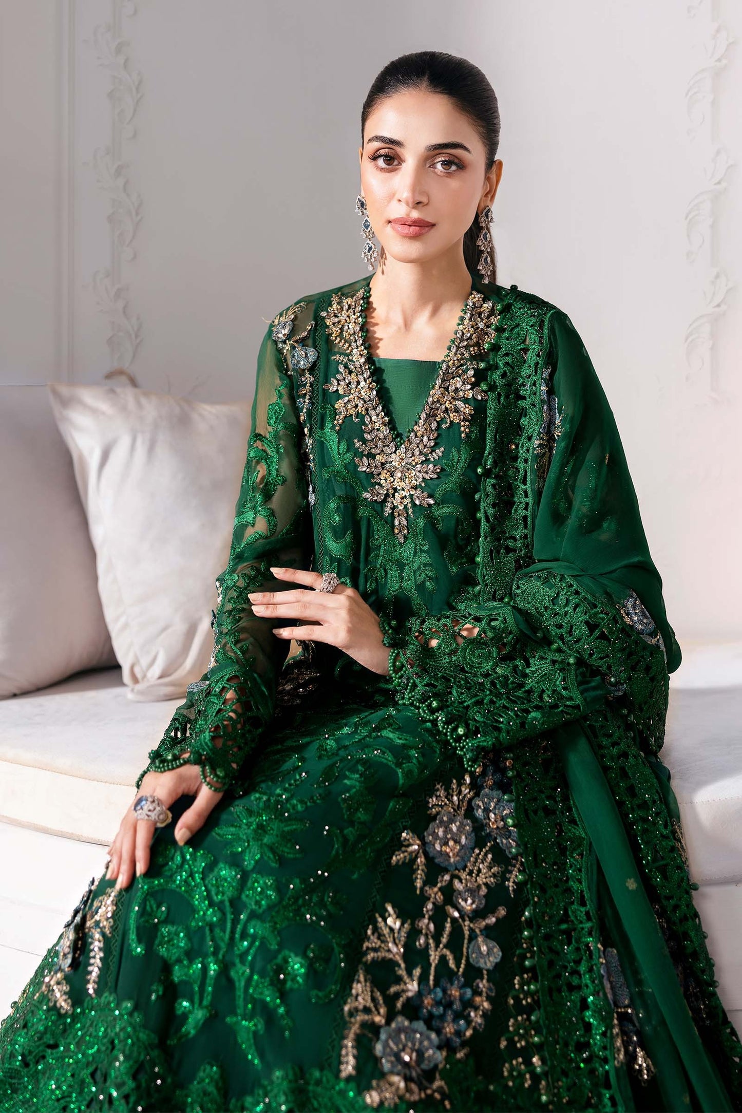 BD-3008 | MBroidered Unstitched Chiffon Suit By Maria.B