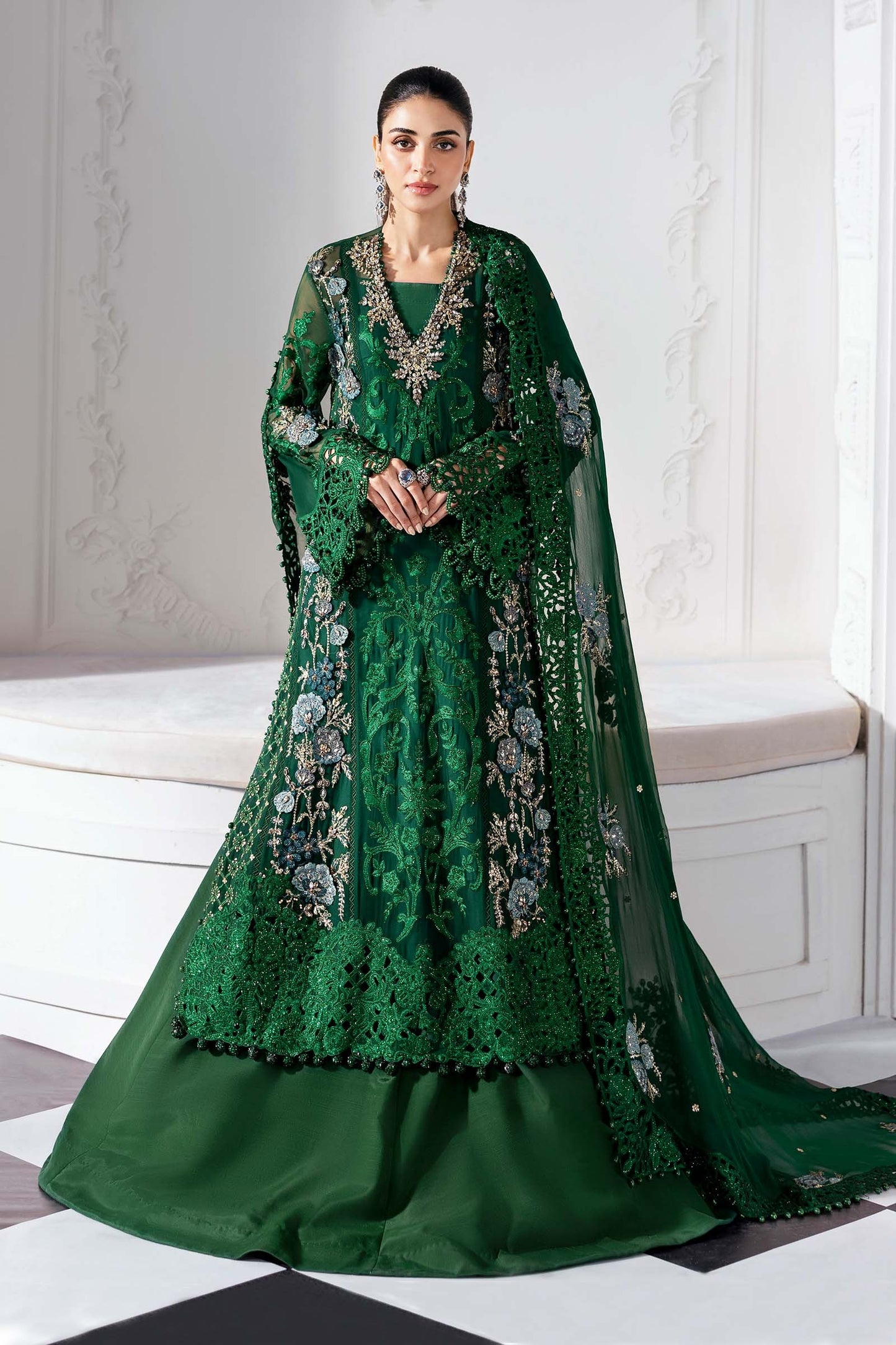 BD-3008 | MBroidered Unstitched Chiffon Suit By Maria.B