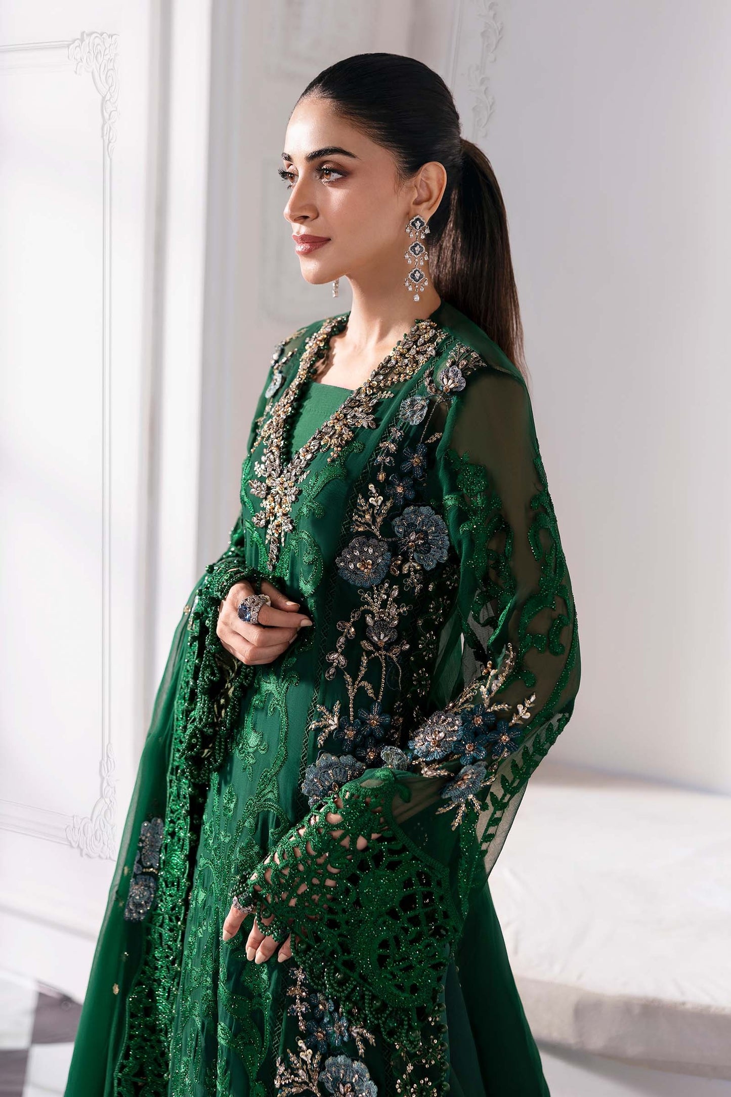 BD-3008 | MBroidered Unstitched Chiffon Suit By Maria.B